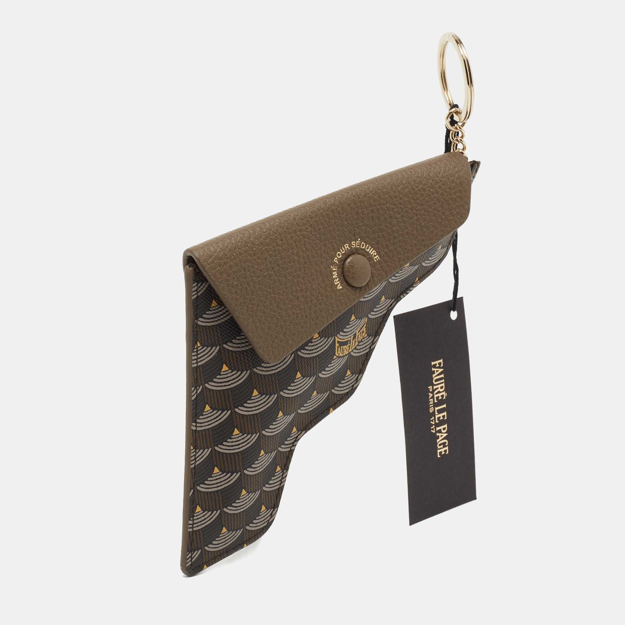 Faure Le Page Brown Coated Canvas and Leather Pochette Keychain