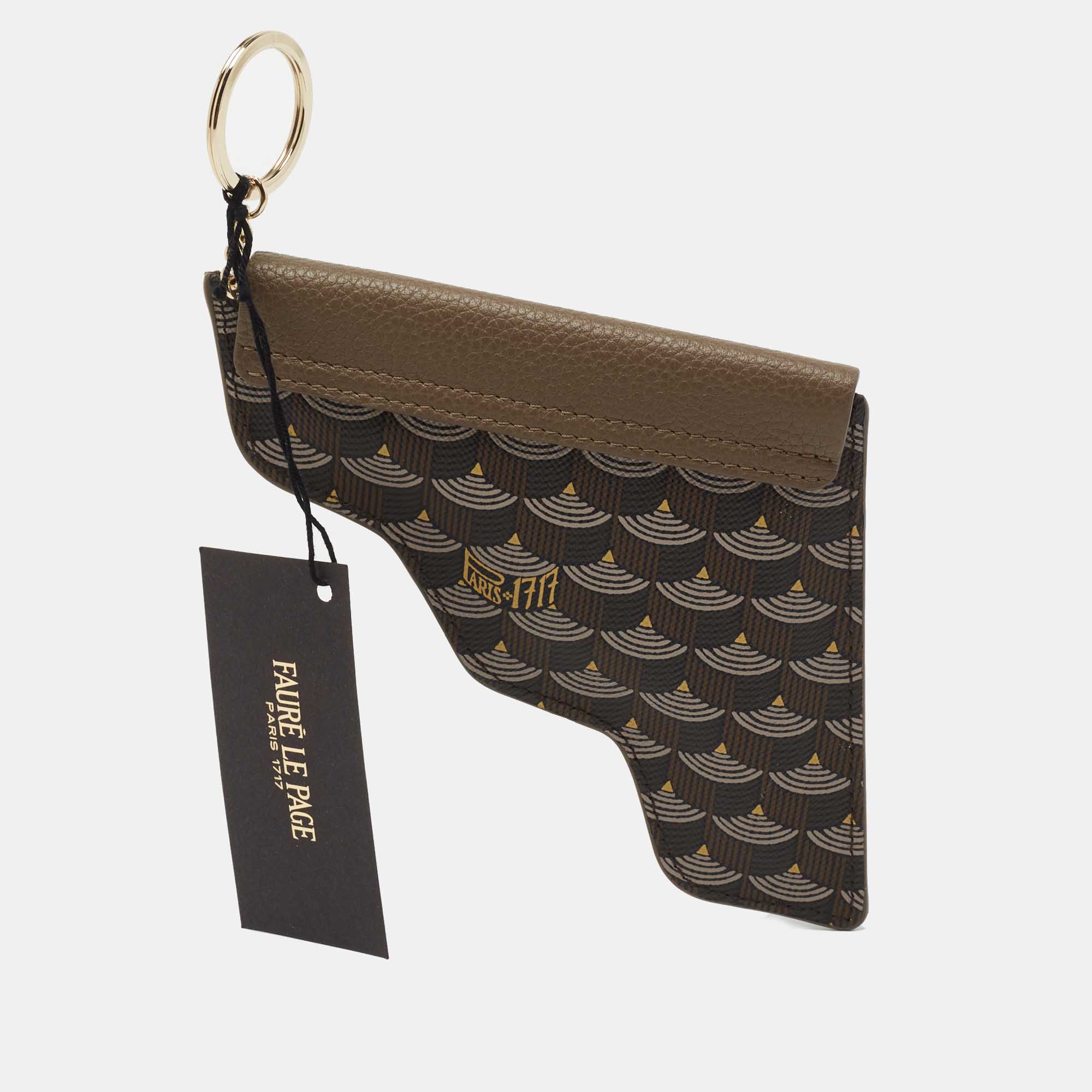 Faure Le Page Brown Coated Canvas and Leather Pochette Keychain