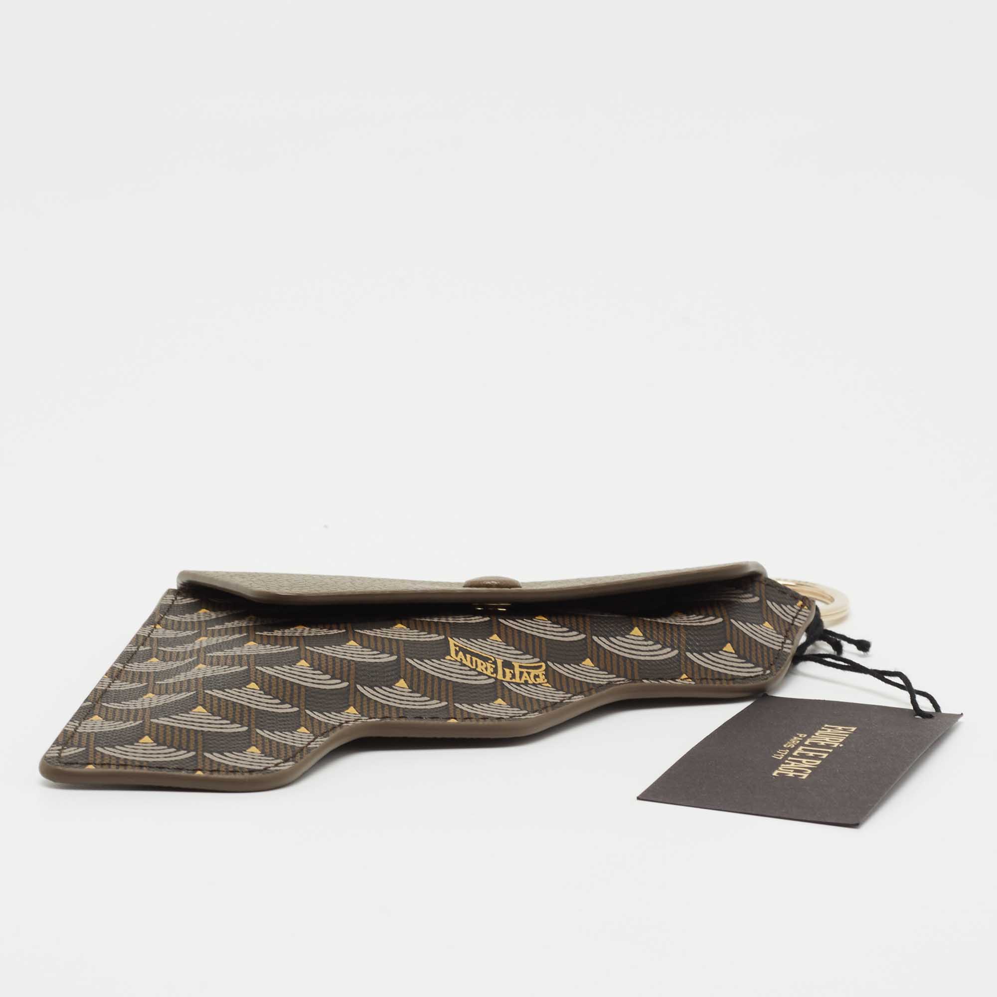 Faure Le Page Brown Coated Canvas and Leather Pochette Keychain