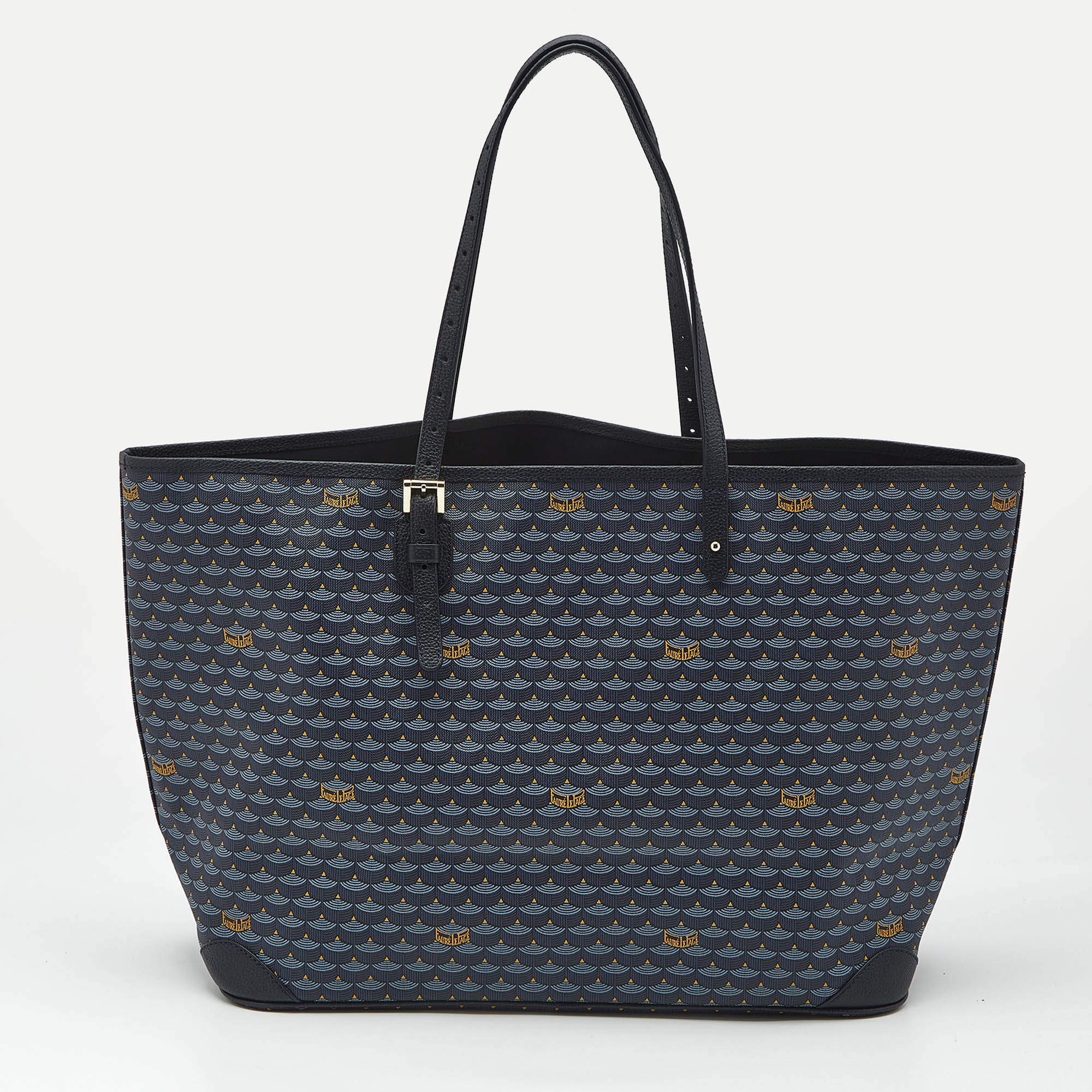 مملوكة مسبقًا Faure Le Page Navy Blue Coated Canvas and Leather Daily Battle 41 Tote