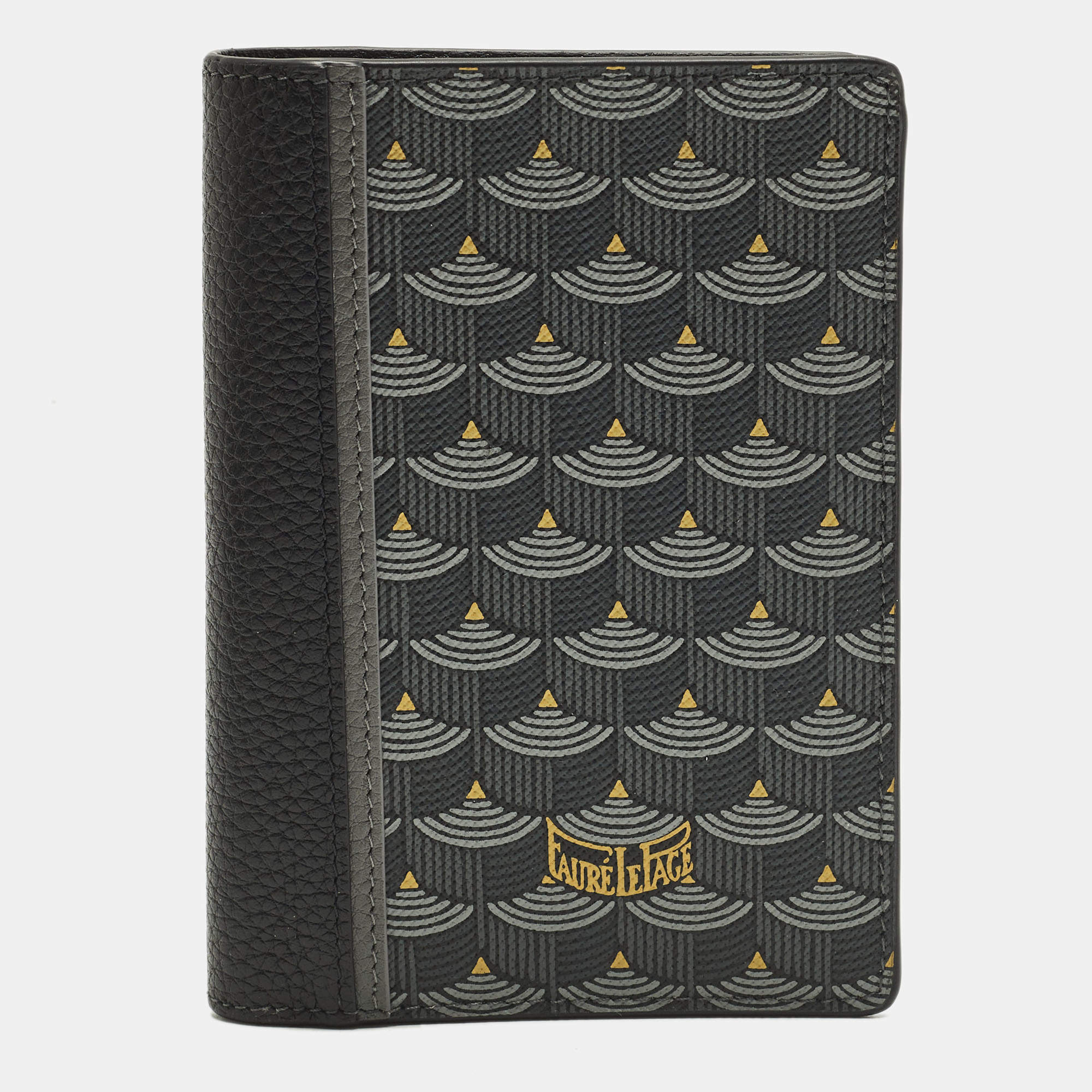 Pre Owned محفظة ثنائية الطي فاور لو باج قماش وكانفاس رمادي/أسود مقوى وجلد