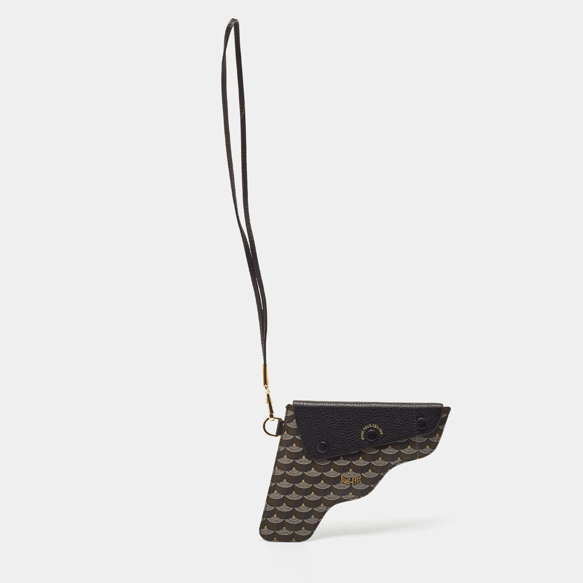 Faure Le Page Black/Brown Coated Canvas Caliber 18 Wristlet Pouch