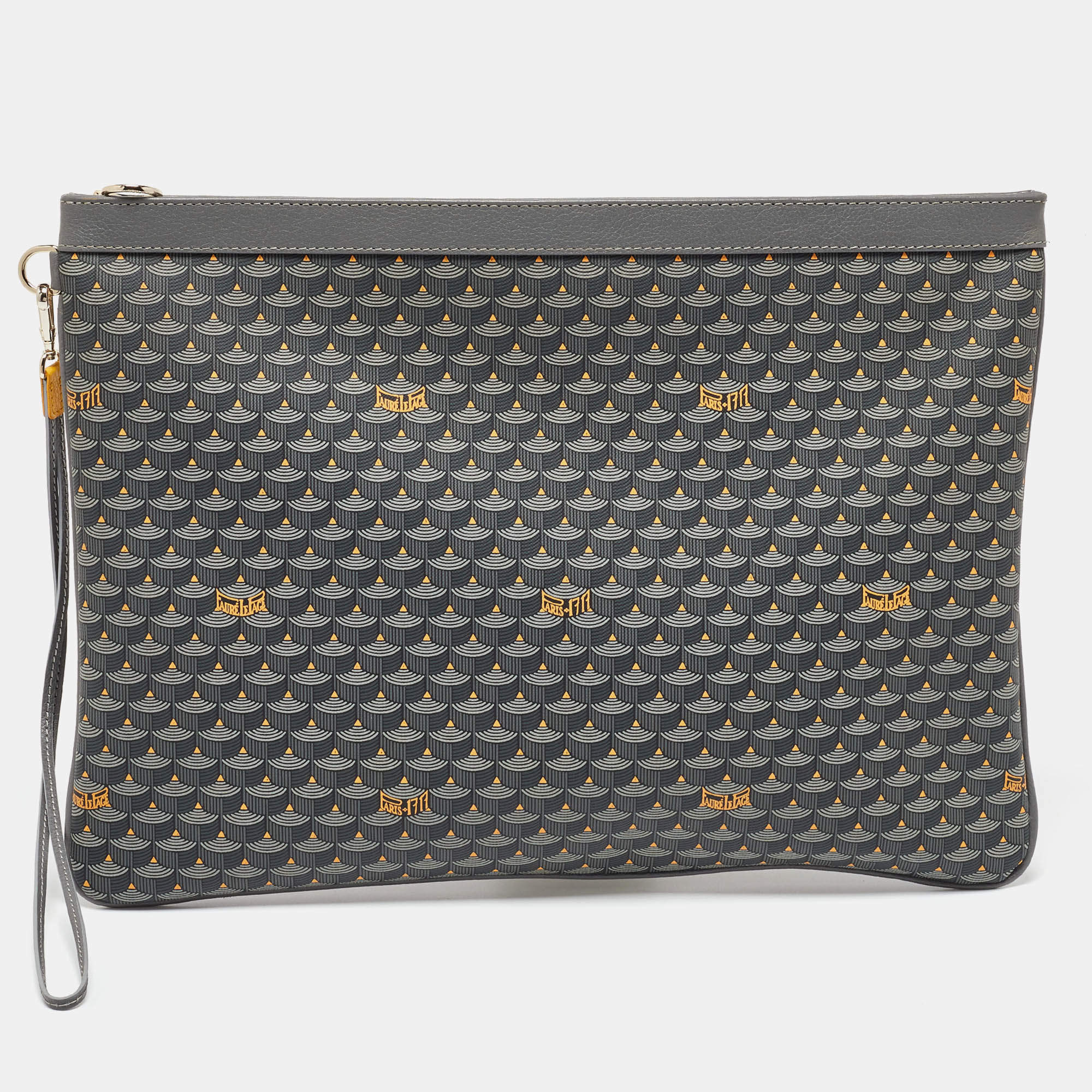 Pre Owned Faure Le Page Grey Coated Canvas and Leather Ecailles 41 Portfolio Bag