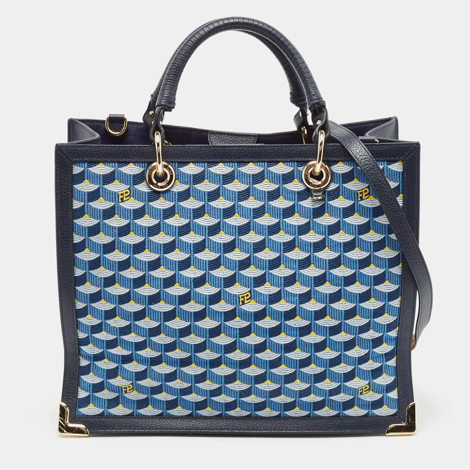 Faure Le Page Blue Jacquard Fabric SagaCity 31 Tote