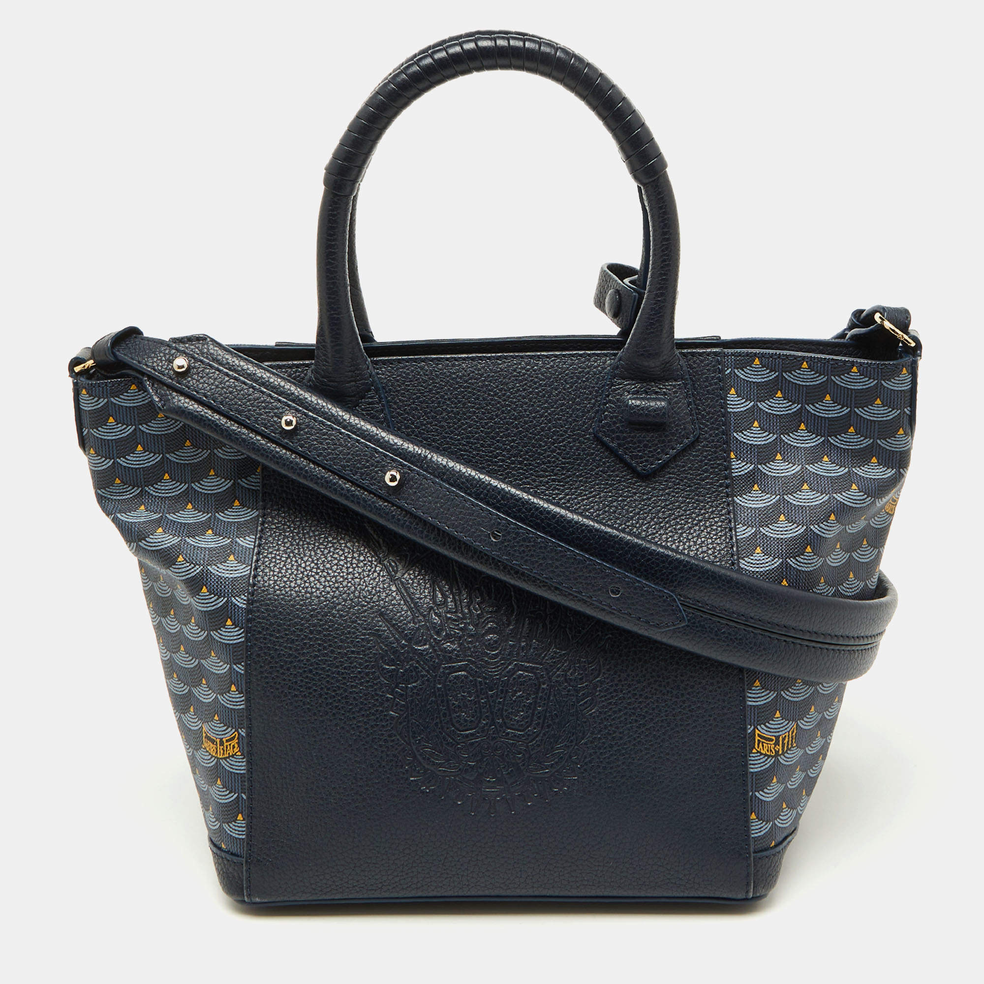 Faure Le page Blue Coated Canvas and Leather Carry On 20 Tote