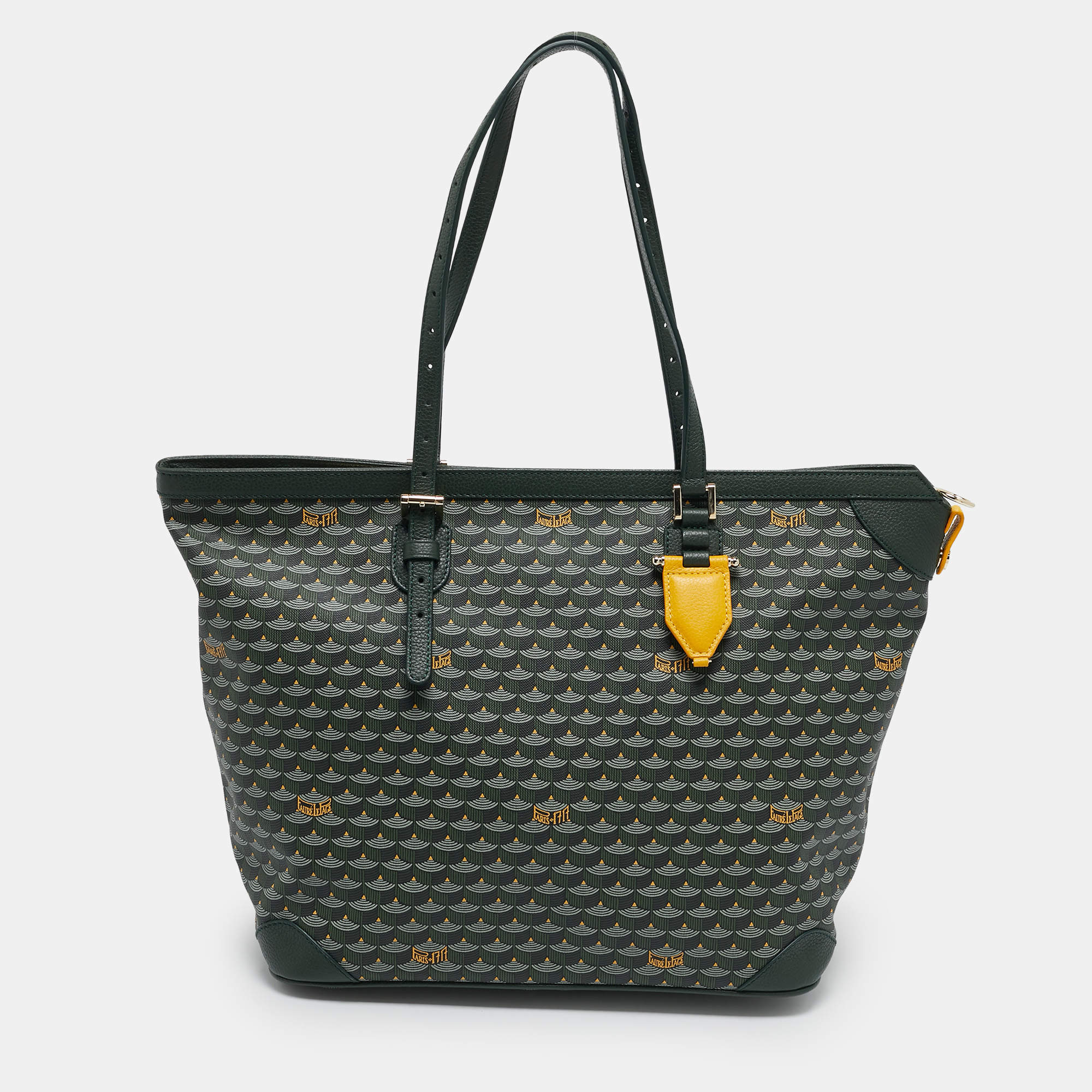 Faure Le Page Green Coated Canvas and Leather Daily Battle Tote