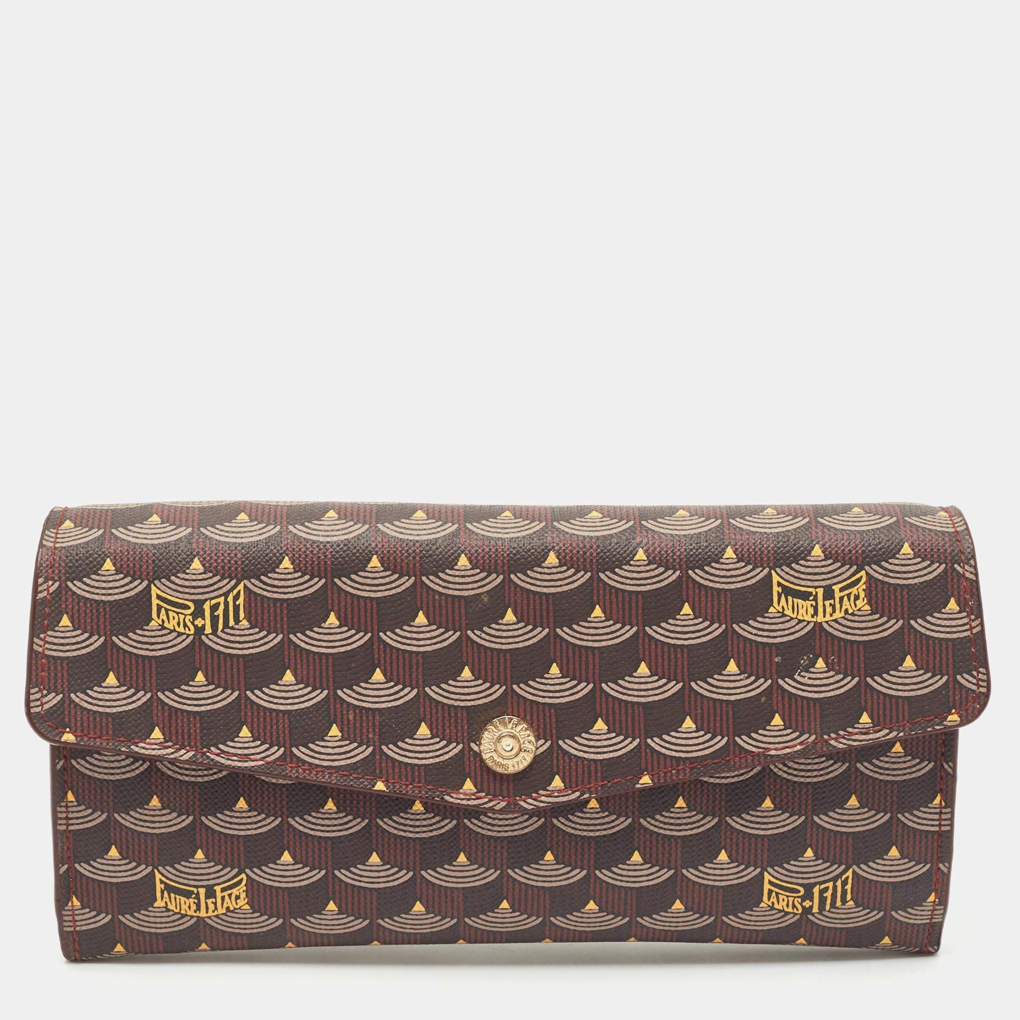 Faure Le Page Burgundy Coated Canvas Continental Wallet