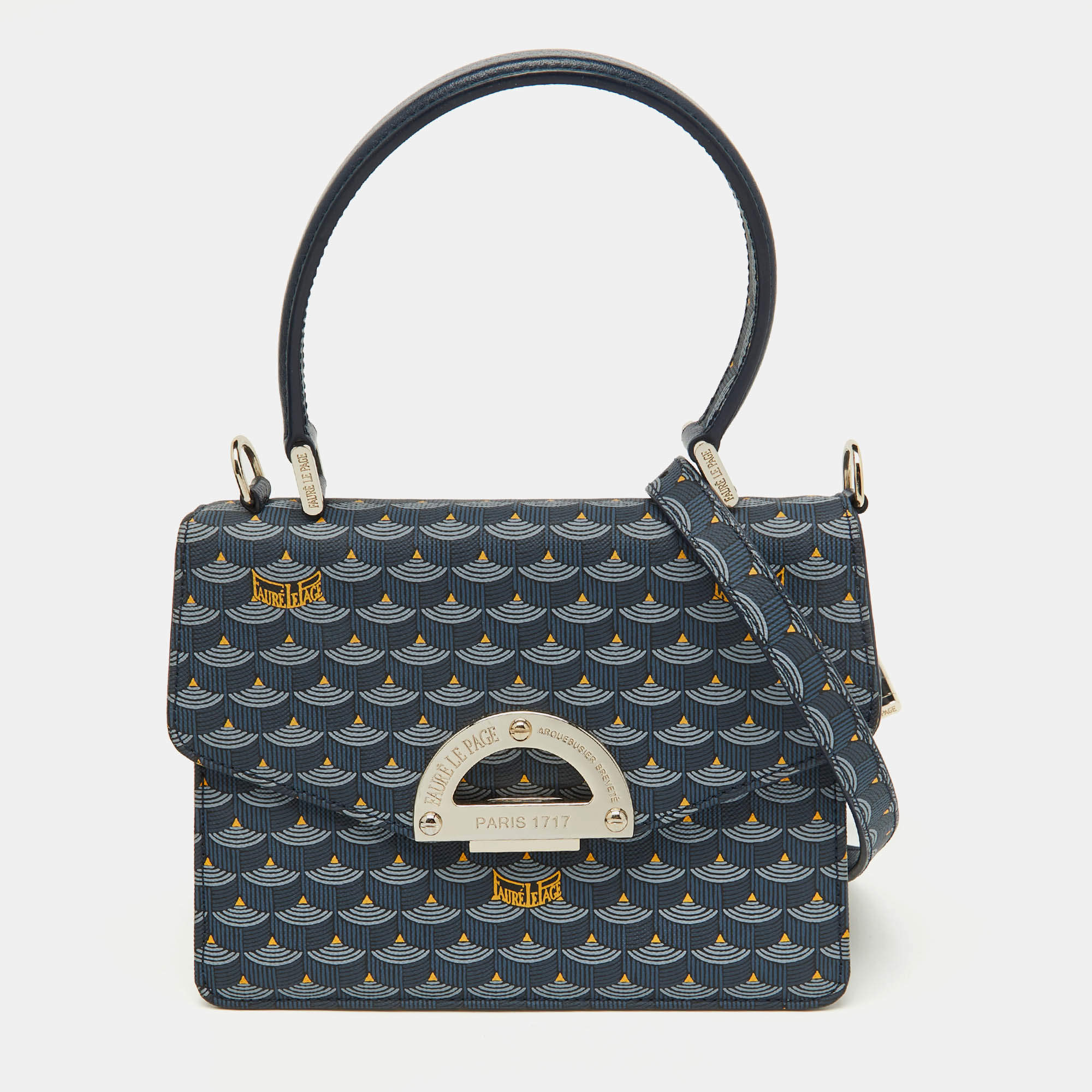 Pre Owned حقيبة فور لو باج يد علوية باراد سوفت 19 كانفاس مقوي أزرق وجلد