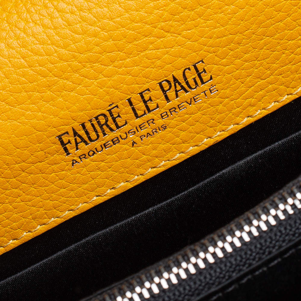 Faure Le Page Yellow/Grey Coated Canvas and Leather Parade Top Handle Bag Faure  Le Page