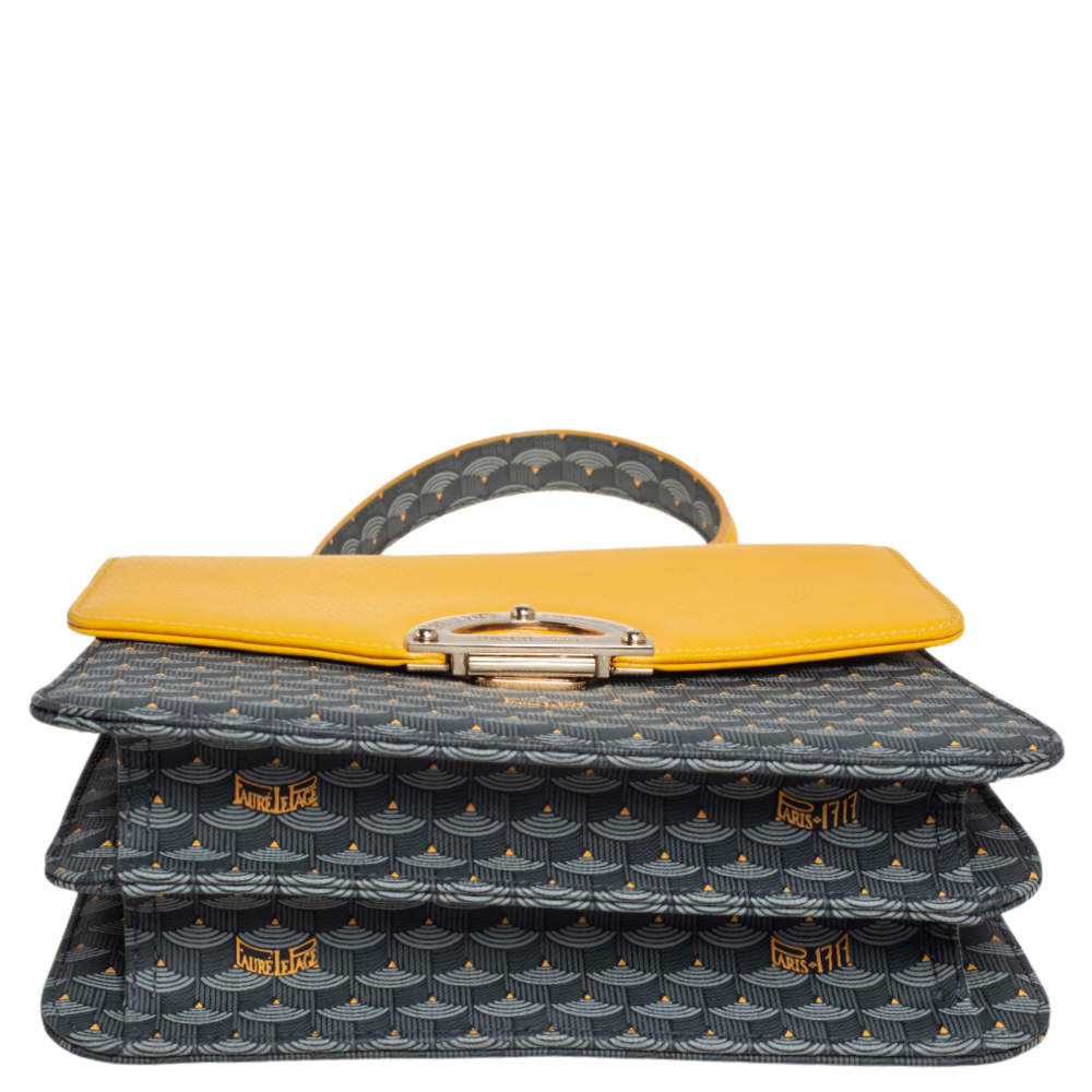 Faure Le Page Yellow/Grey Coated Canvas and Leather Parade Top Handle Bag  Faure Le Page