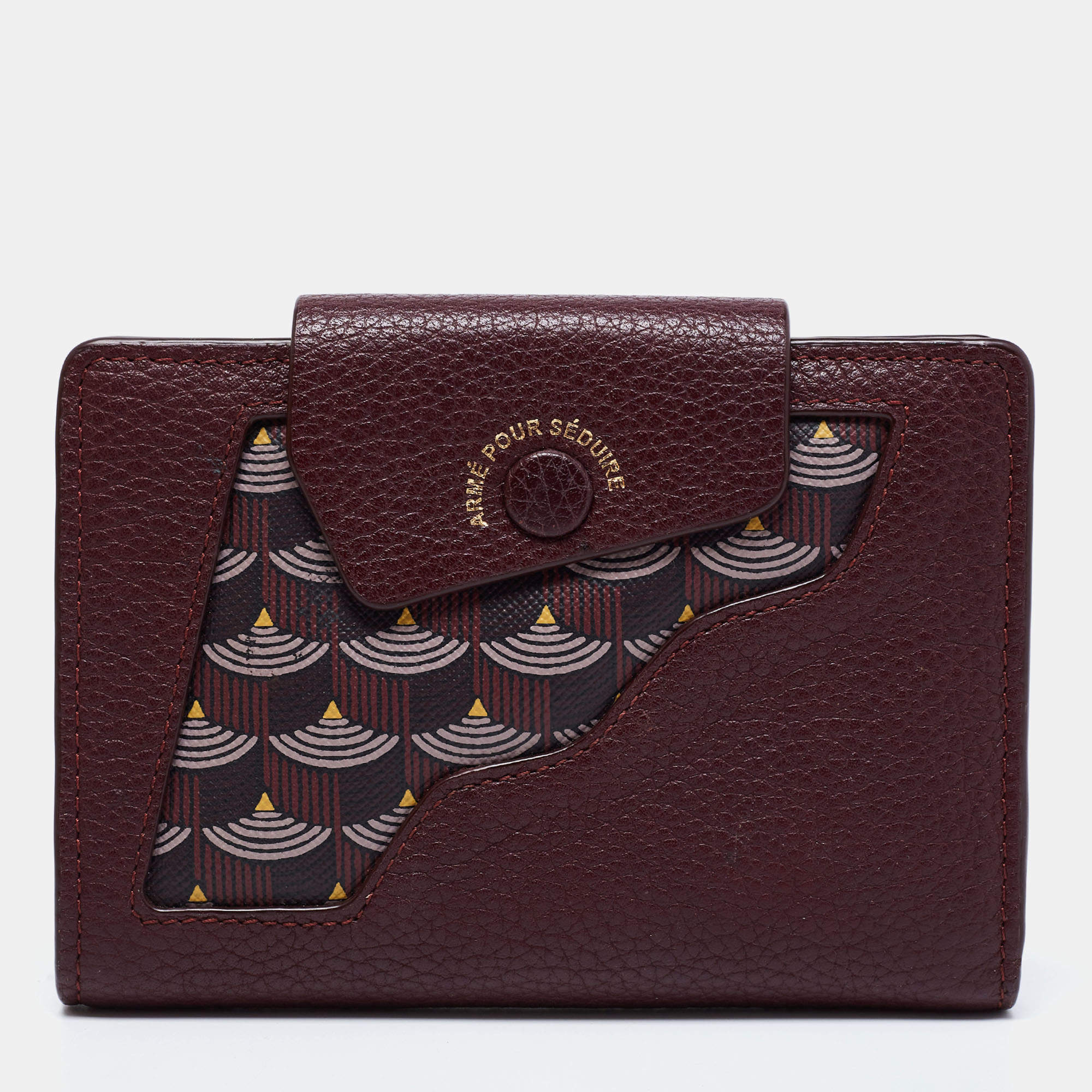 Pre Owned Faure Le Page Burgundy Coated Canvas and Leather Calibre Bifold Wallet