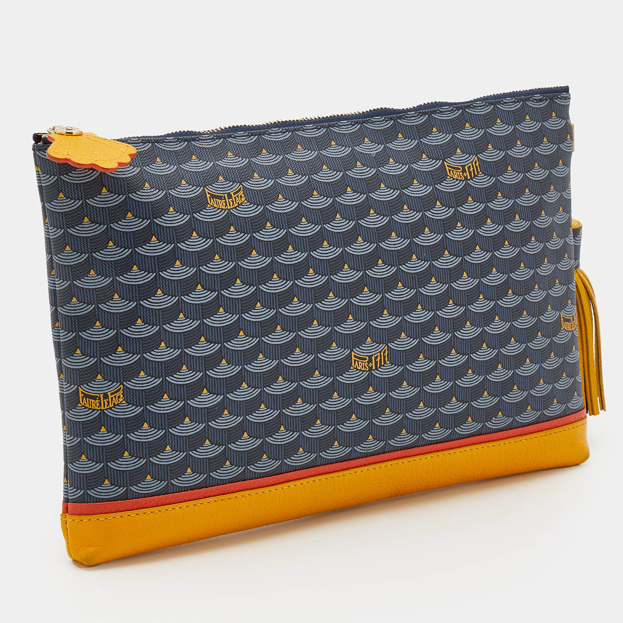 Faure Le Page Multicolor Coated Canvas And Leather Pochette Zip 29