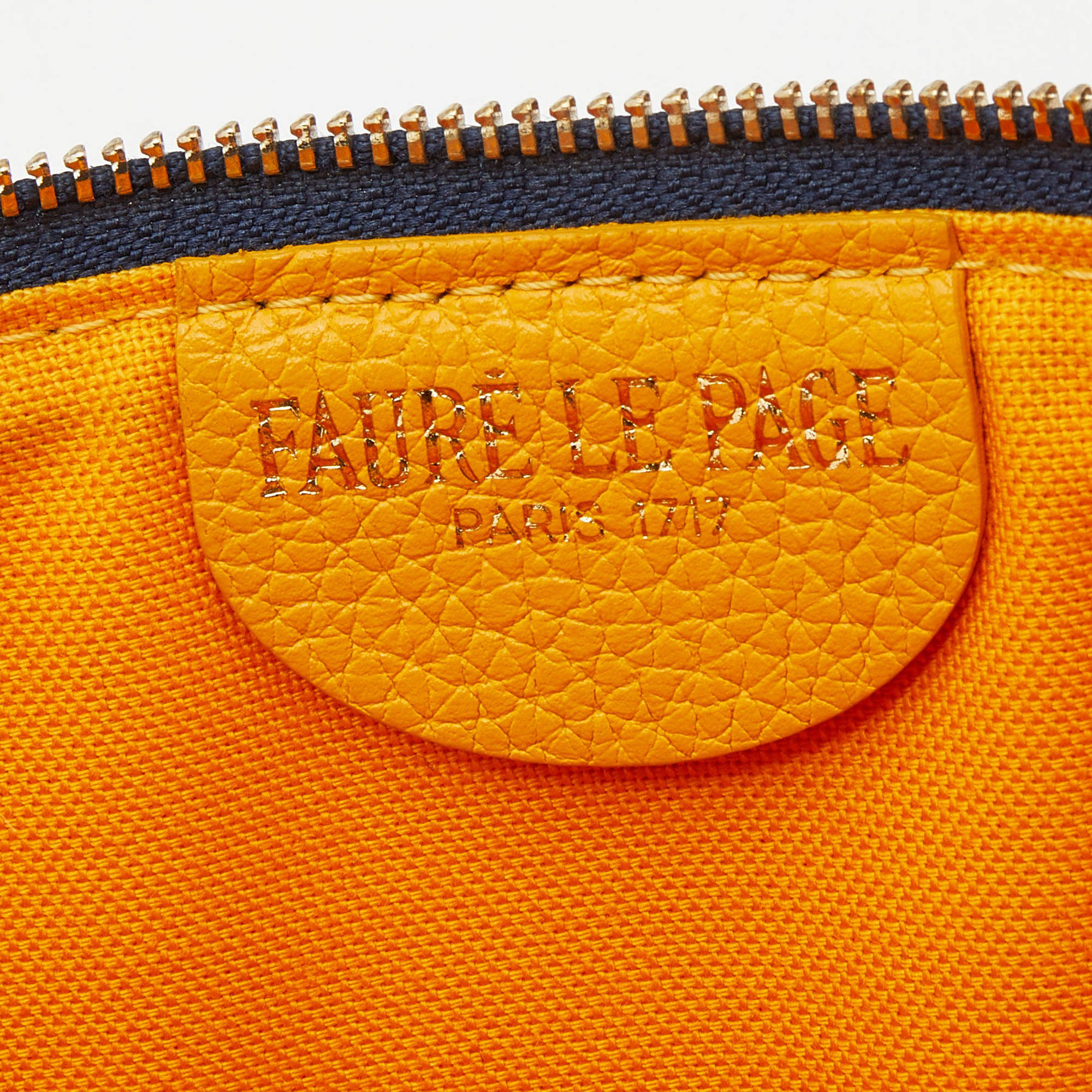 Fauré Le Page - Pochette Zip 29 Pouch - Paris Blue Scale Canvas & Navy Leather