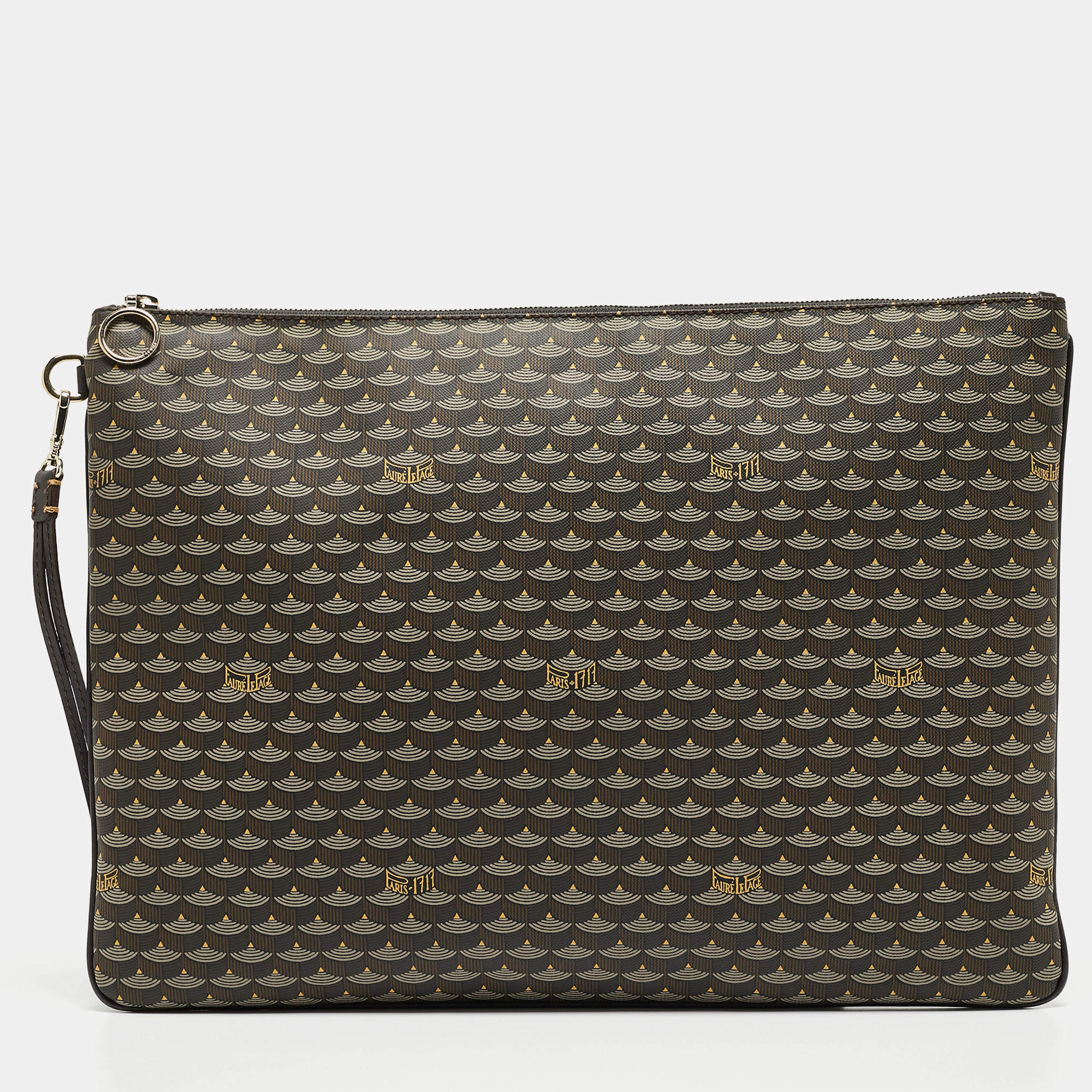 Faure Le Page Grey Coated Canvas and Leather Pouch