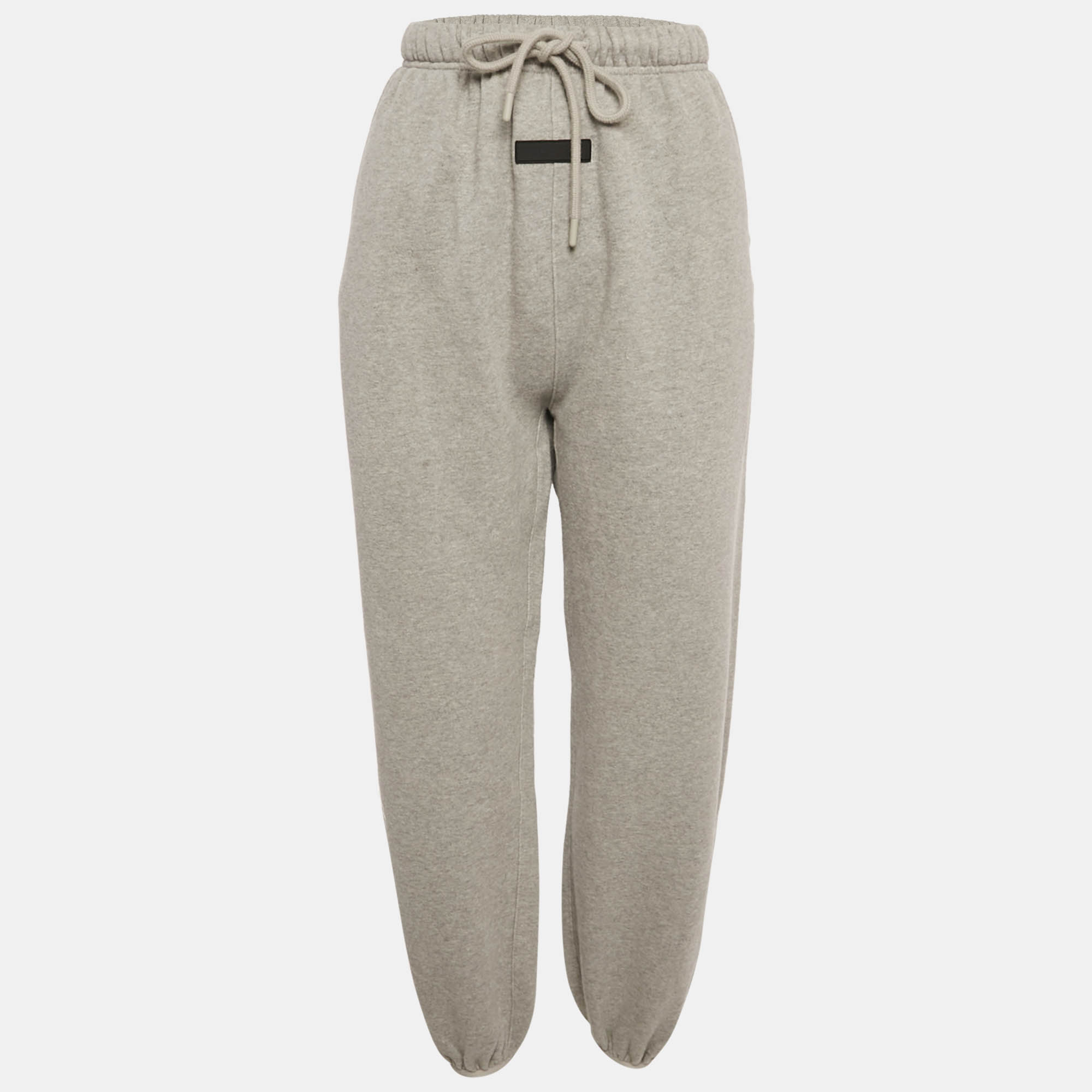 مملوكة مسبقًا Essentials Fear of God Grey Cotton Knit Fleece Lined Sweatpants S