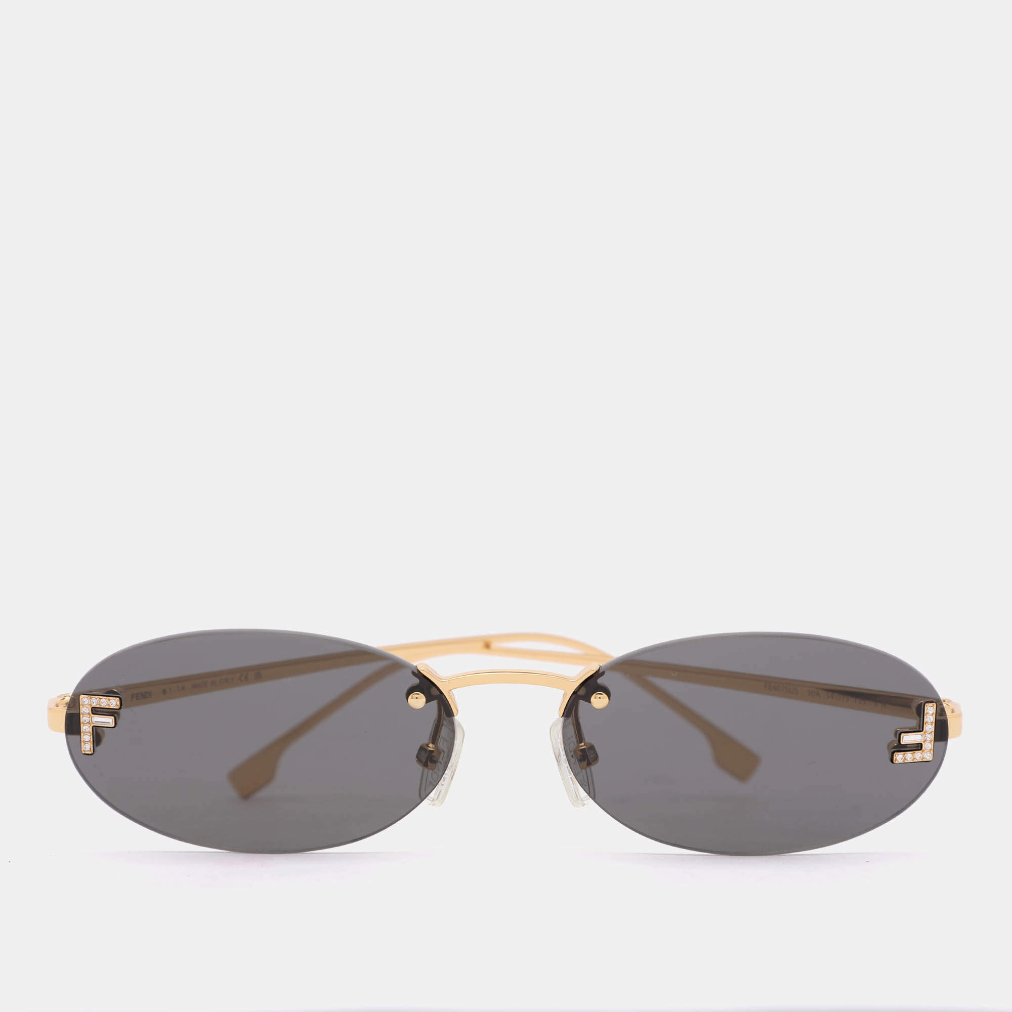 مملوكة مسبقًا Fendi Gold Tone/Black FE4075US Fendi First Oval Sunglass