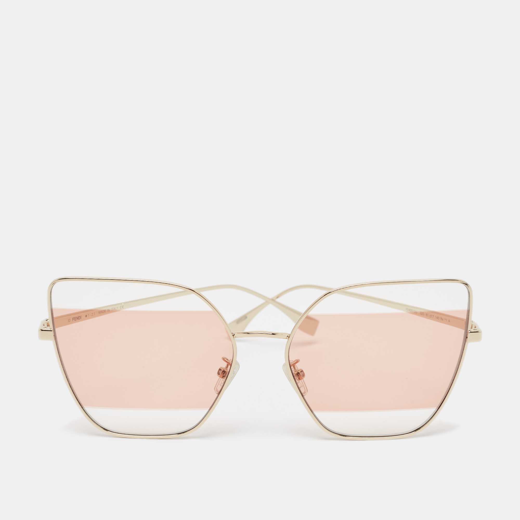 Pre Owned Fendi Gold/Orange FE40015U Stripe Butterfly Sunglasses