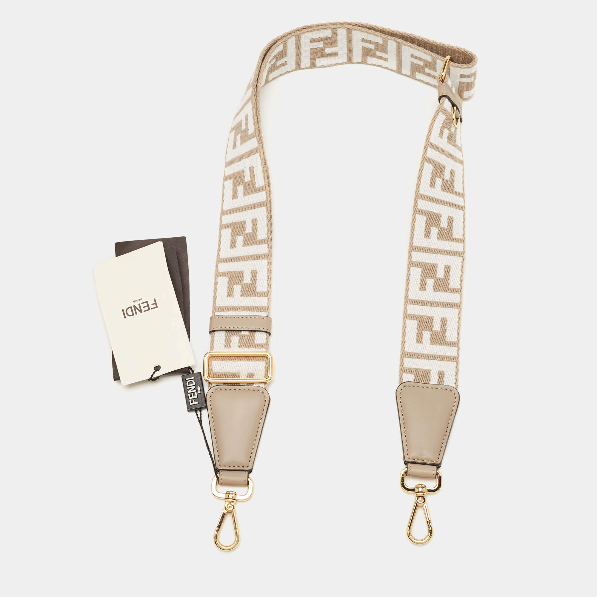 Fendi Beige Fabric and Leather FF Strap You Shoulder Bag Strap