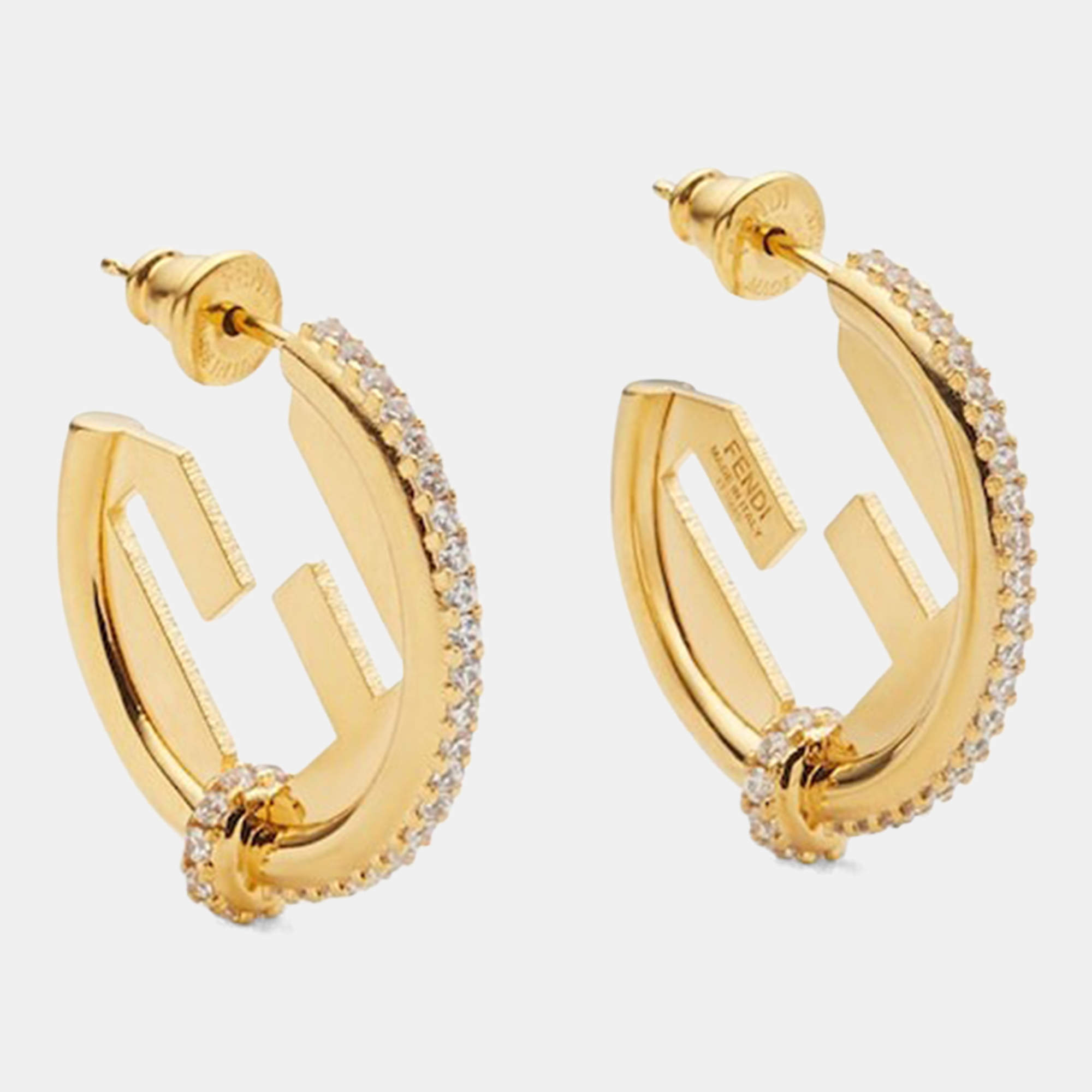 Pre Owned Fendi EverRound Gold Bronze Earrings