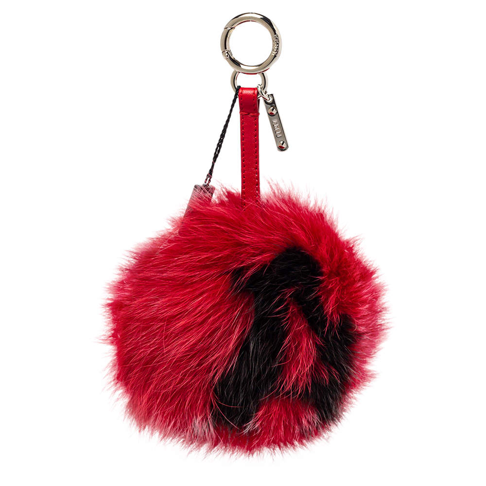 Fendi Red Fox Fur Letter A Bag Charm