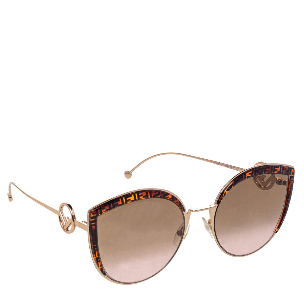 Fendi Gold/Brown FF 0290/S Cat Eye Gradient Sunglasses