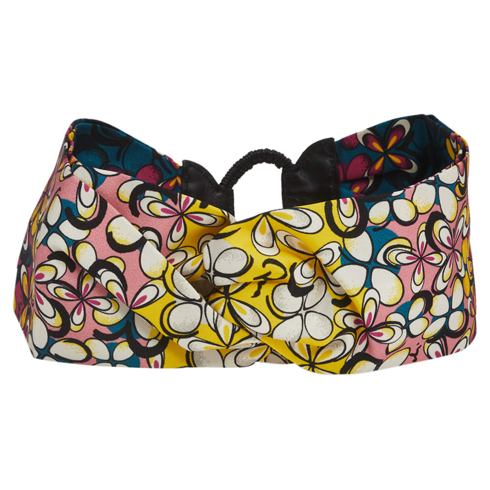 Fendi Multicolor Floral Print Silk Headband