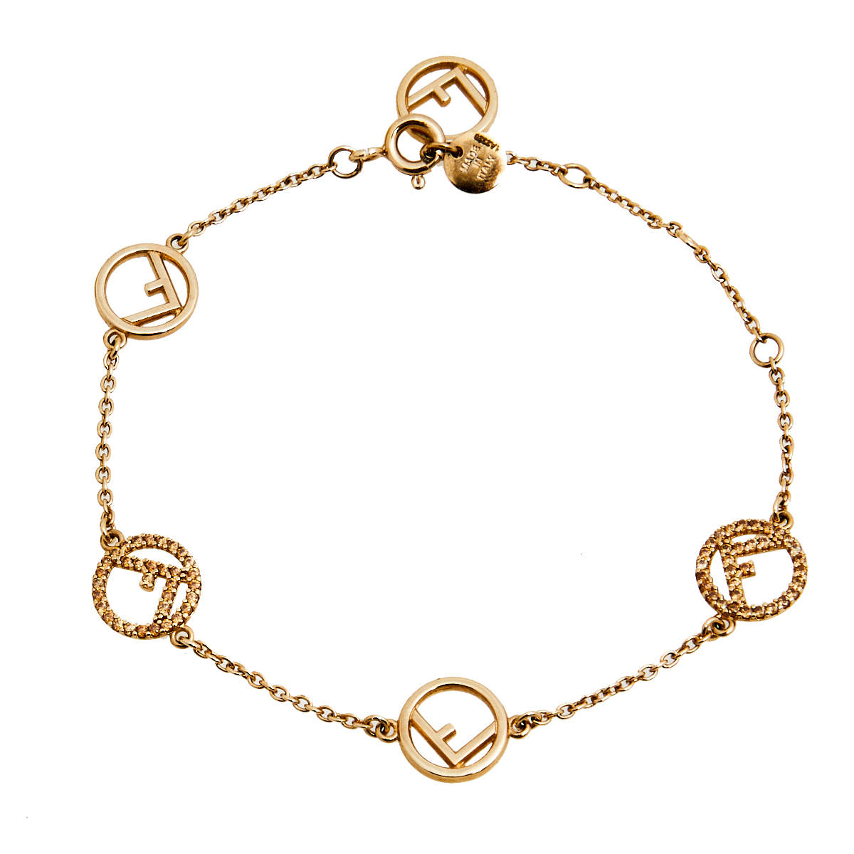Fendi F is Fendi Rose Gold Tone Crystal Chain Bracelet Fendi | TLC