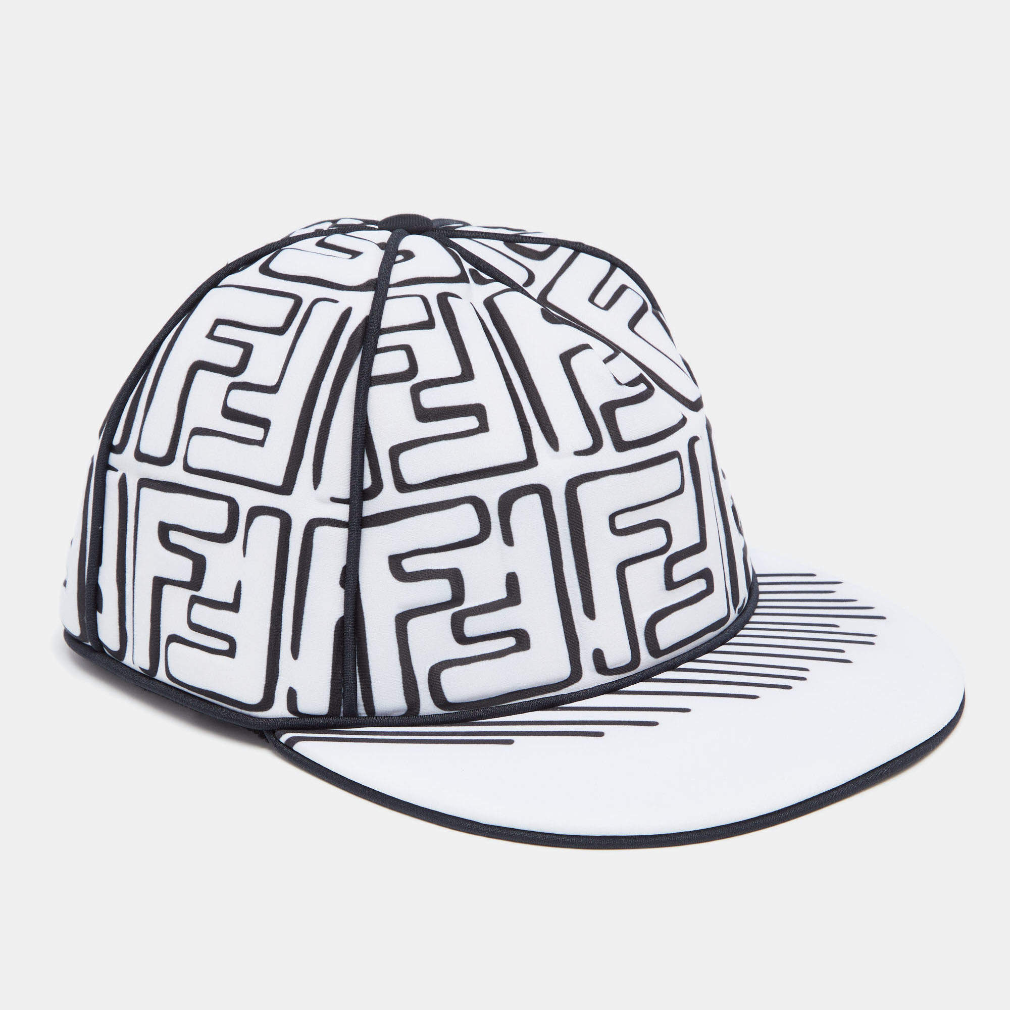 Pre Owned Fendi x Joshua Vides White Neoprene FF Motif Baseball Cap