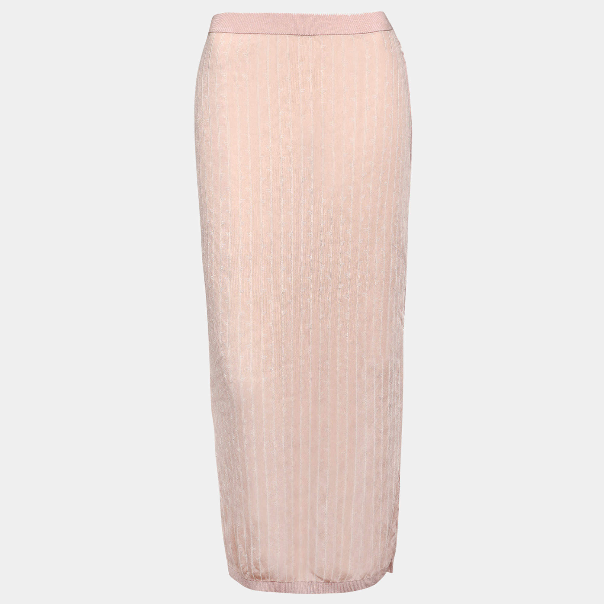 Fendi Pink Monogram Knit Midi Skirt M