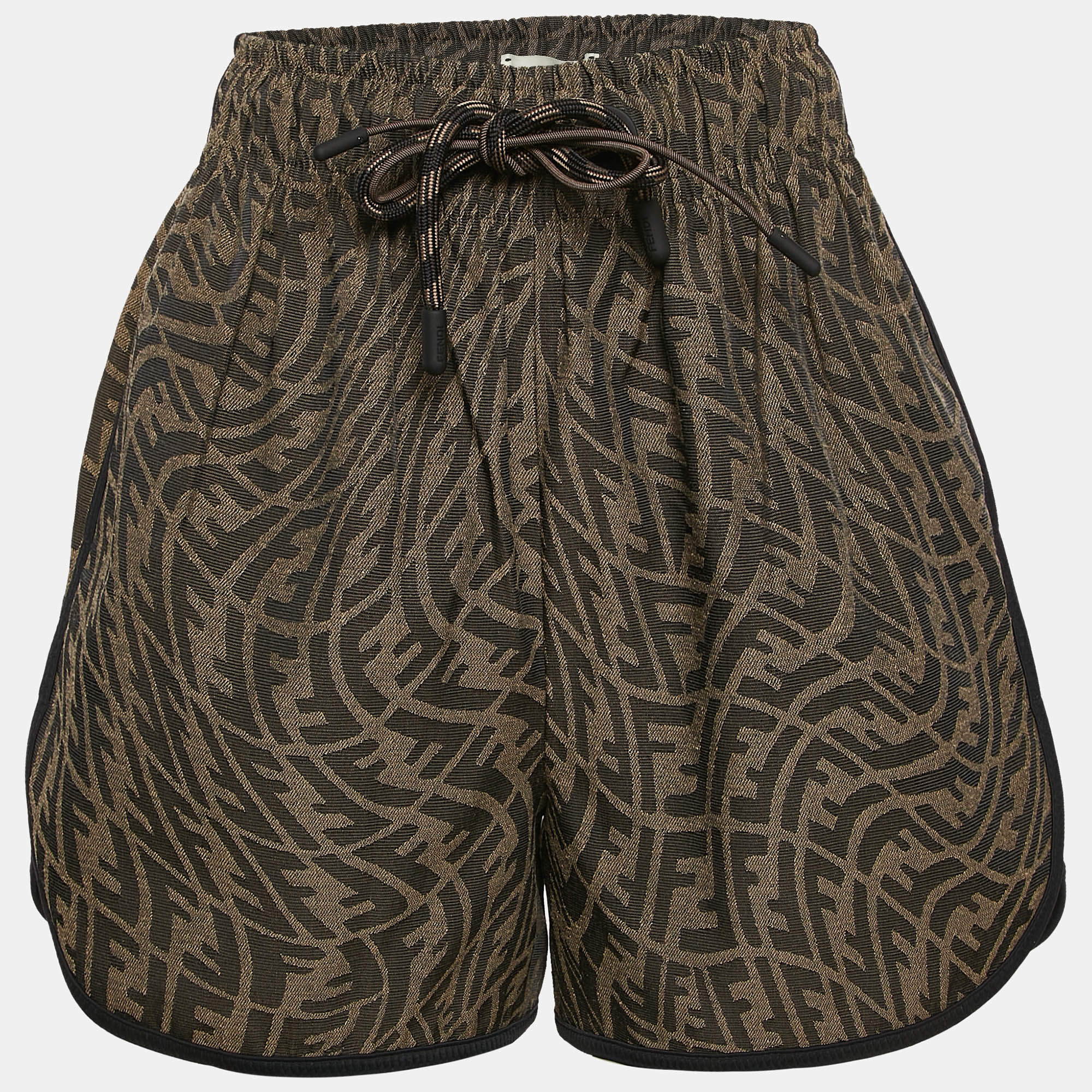 Fendi Tobacco Brown FF Vertigo Jacquard Shorts S