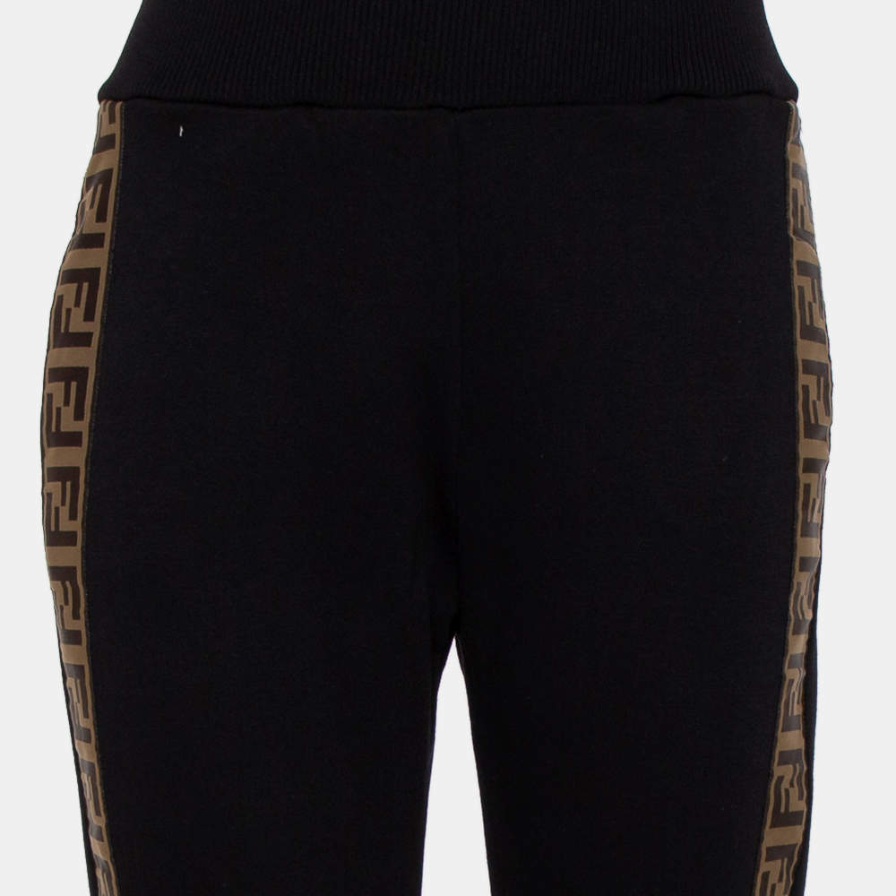 Fendi Black Knit Logo Band Strip Detail Jogger Pants M Fendi