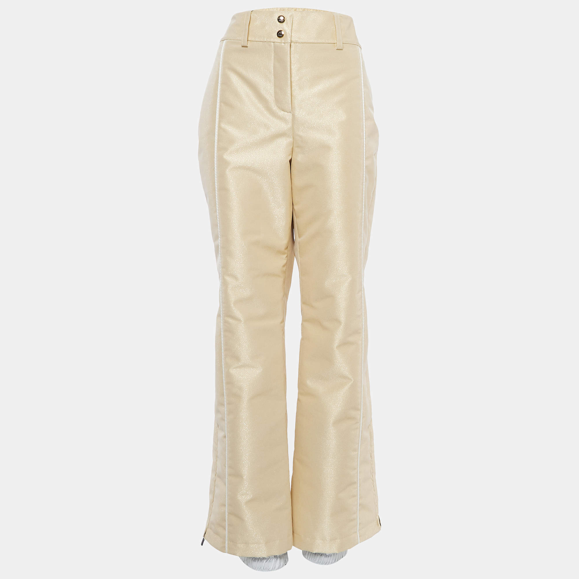Fendi Gold Metallic Synthetic Insulated Ski Pants L