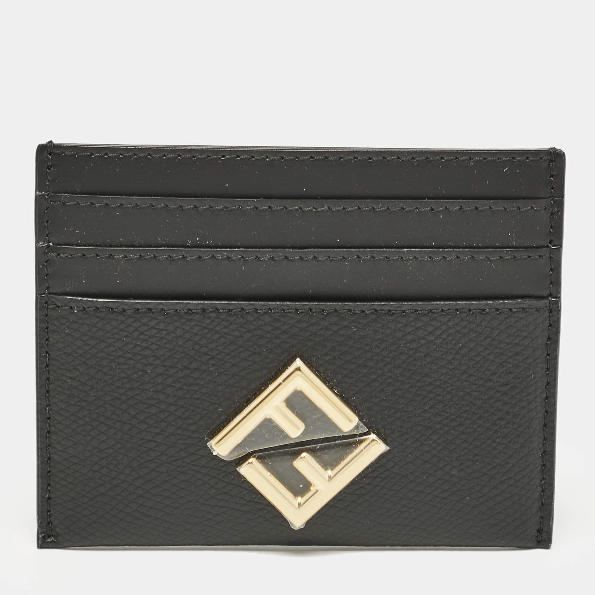 مملوكة مسبقًا Fendi Black Leather FF Card Holder