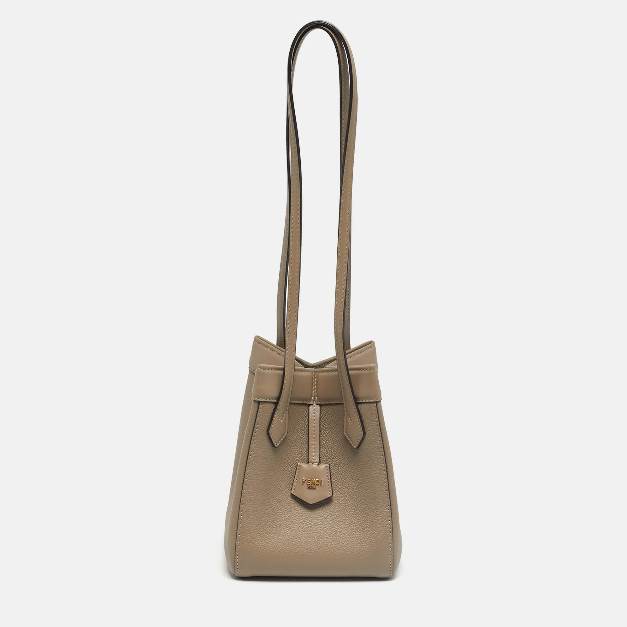 Pre Owned Fendi Grey Leather Mini Origami Tote