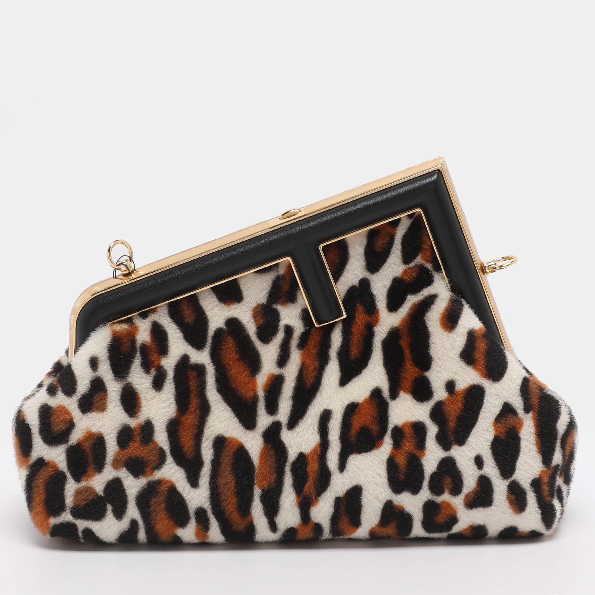 Pre Owned Fendi Multicolor Leopard Print Calfhair Small First Shoulder Bag