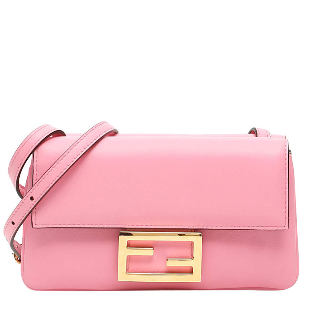 Fendi Pink Leather Baguette Duo Bag
