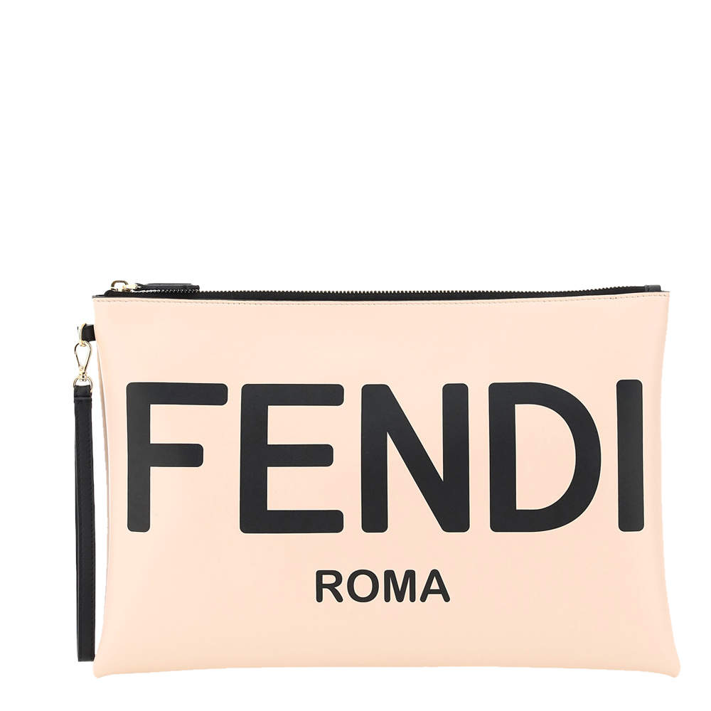 Fendi Cream Leather Roma Clutch Fendi | TLC