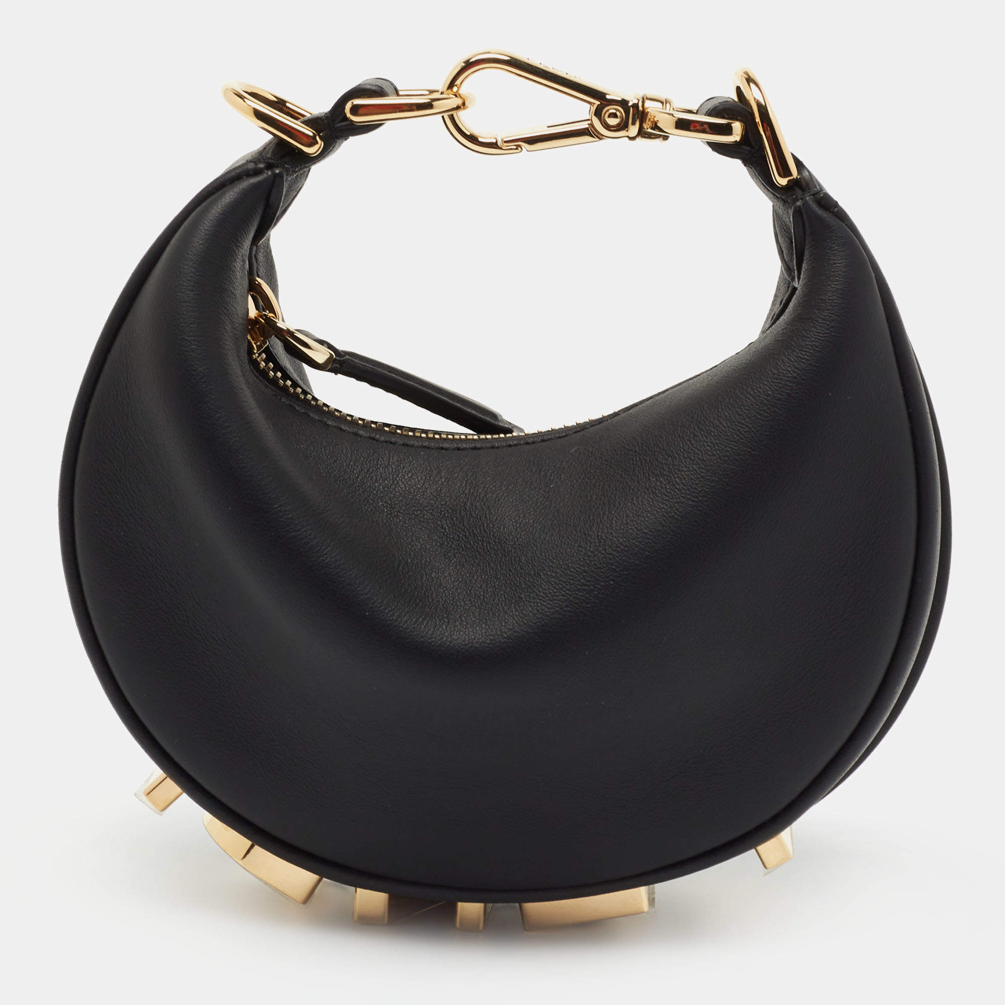 مملوكة مسبقًا Fendi Black Leather Nano Fendigraphy Hobo