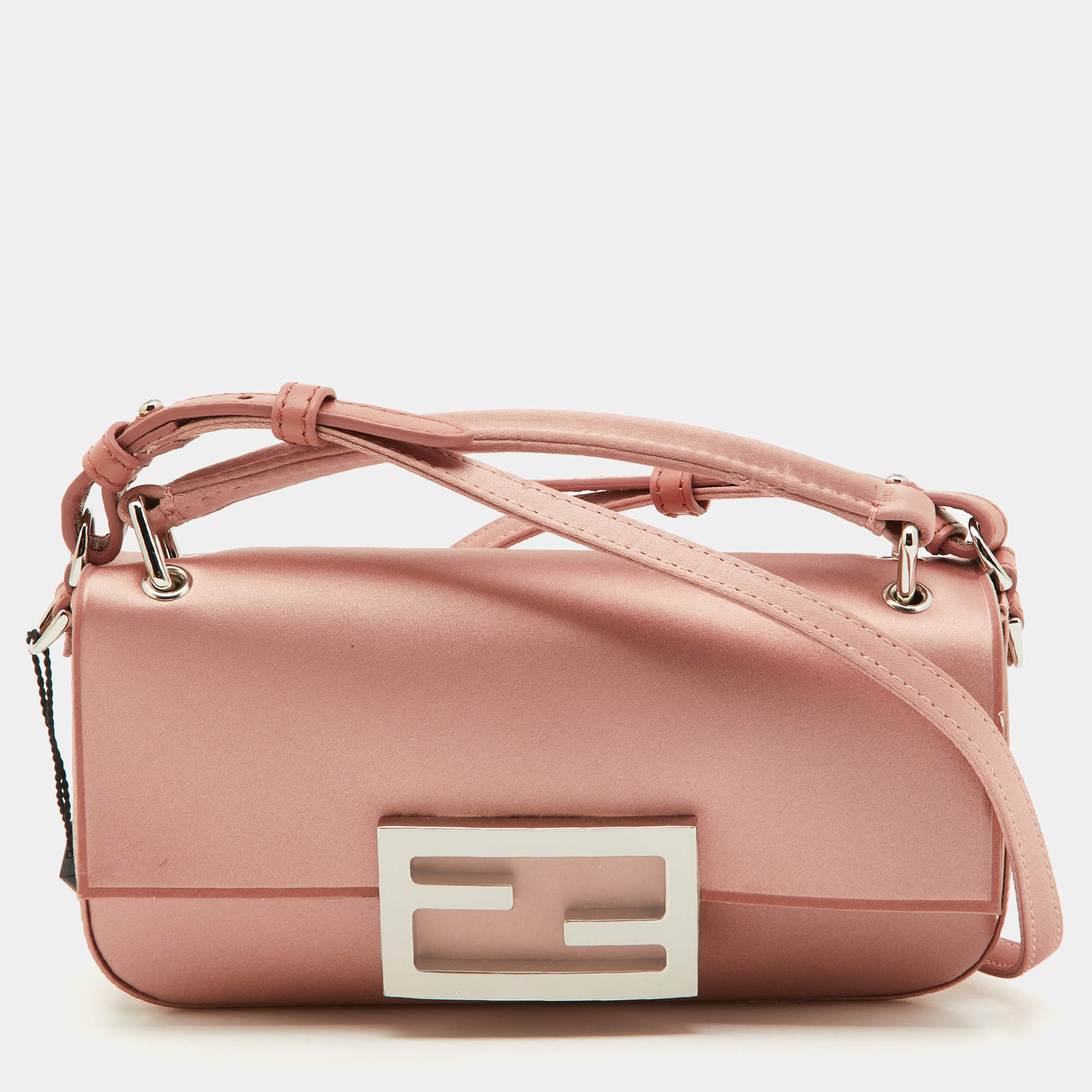 Fendi Blush Pink Silk Phone Baguette Bag