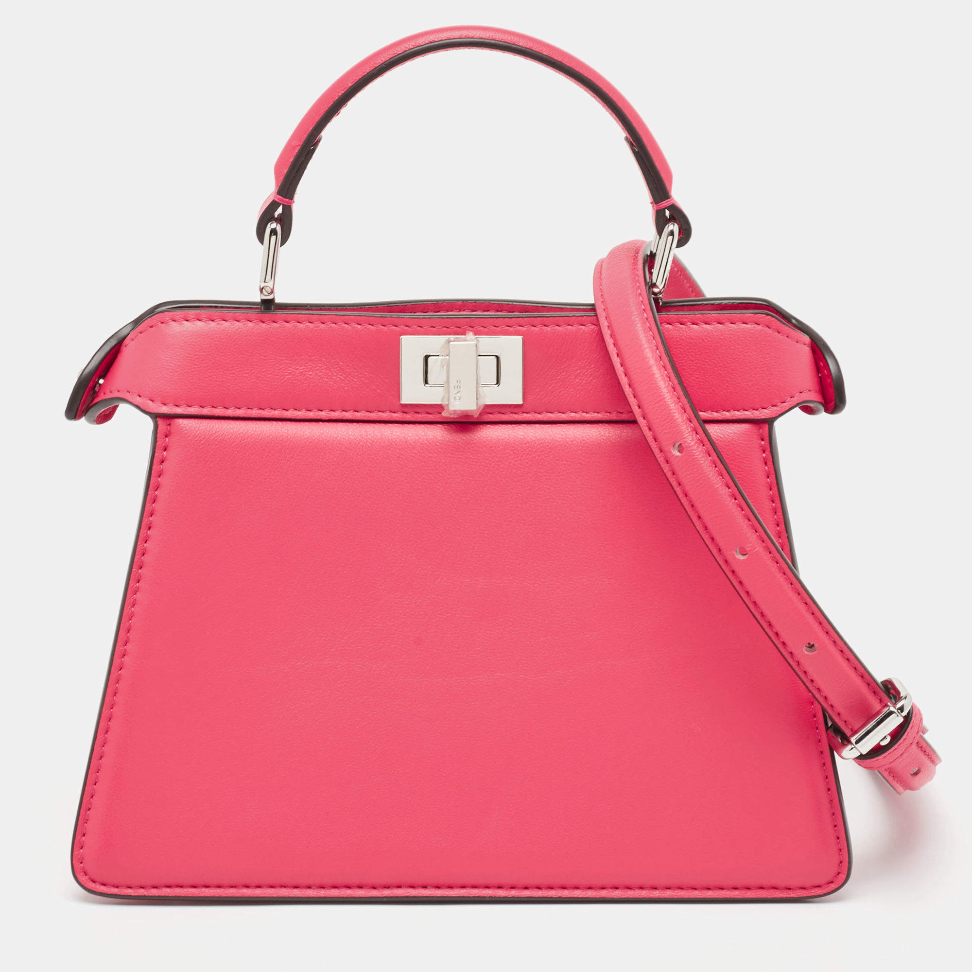 مملوكة مسبقًا Fendi Pink Leather Petite Peekaboo ISeeU Top Handle Bag