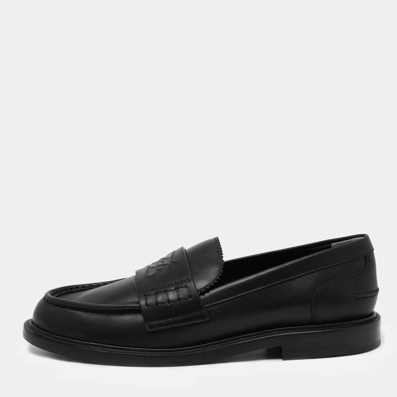 Fendi Black Leather Slip On Loafers Size 39