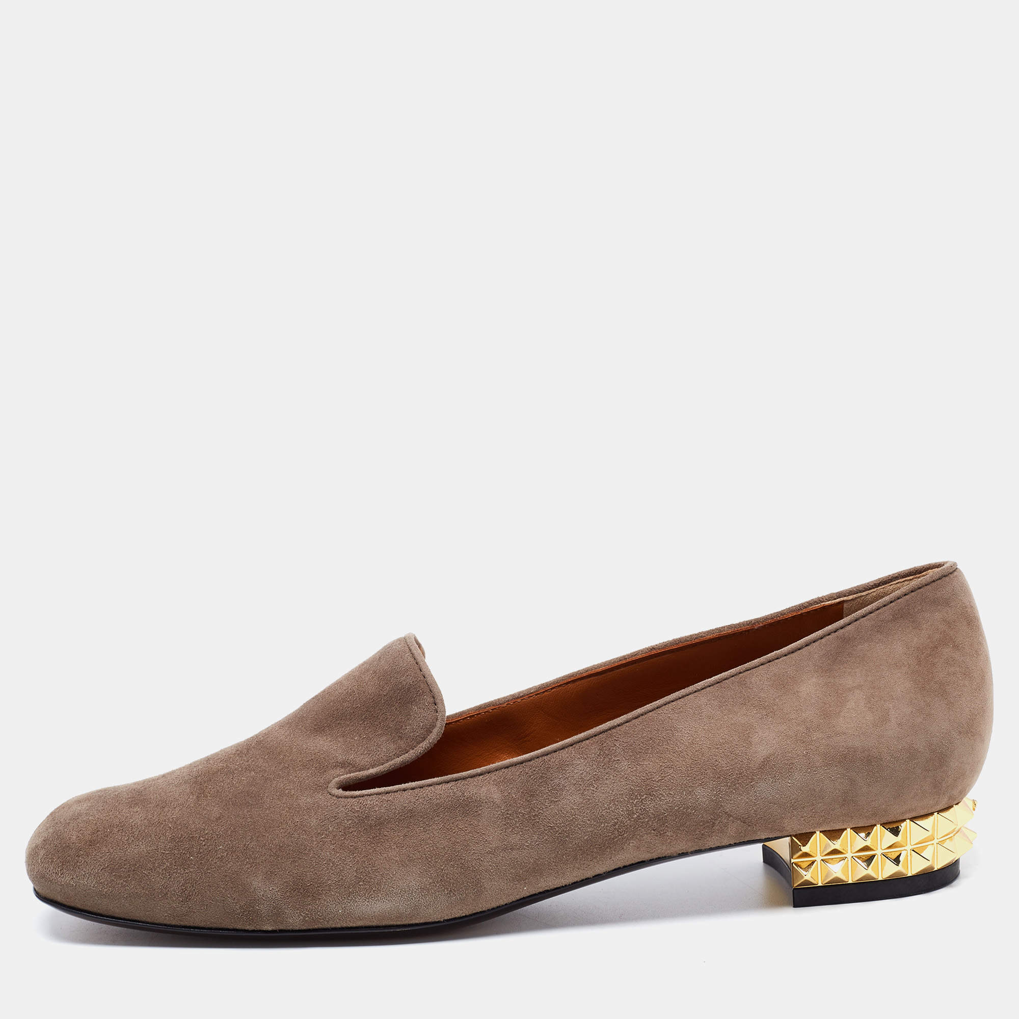 Fendi Grey Suede Slip On Loafers Size 40