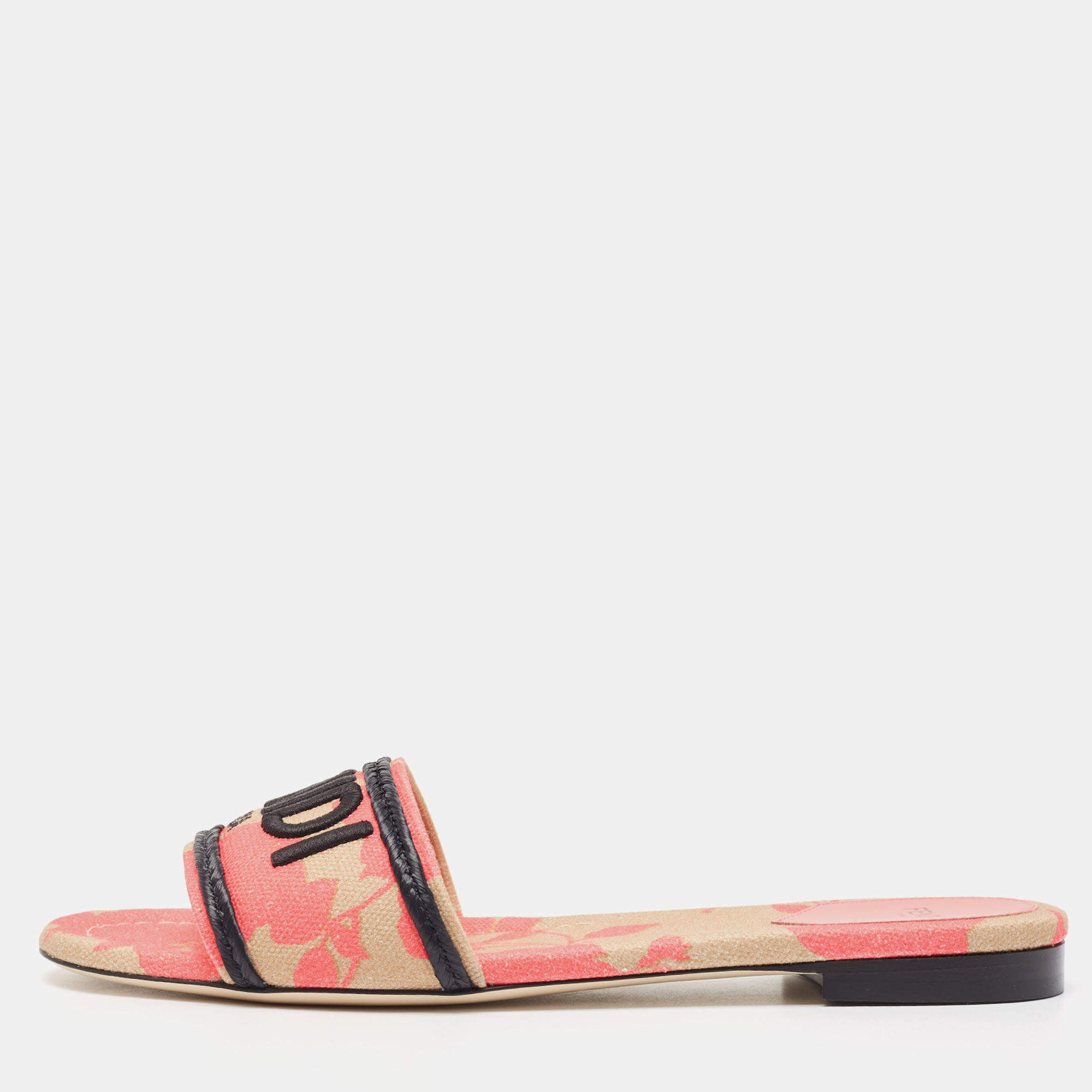 Fendi Multicolor Zucca Canvas Flat Slides Size 40