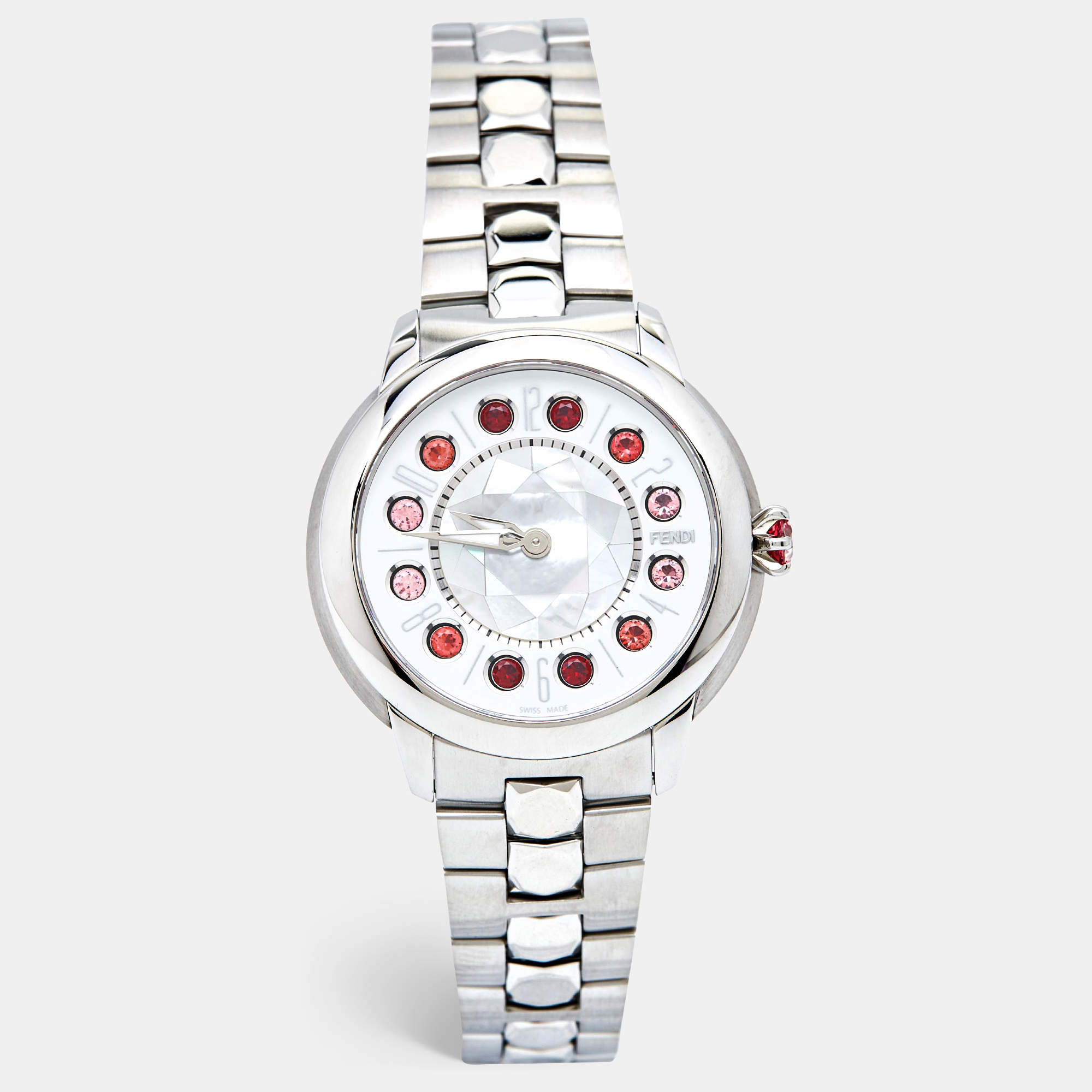 Fendi Mother Of Pearl Stainless Steel IShine 12100M Women's Wristwatch 38 mm