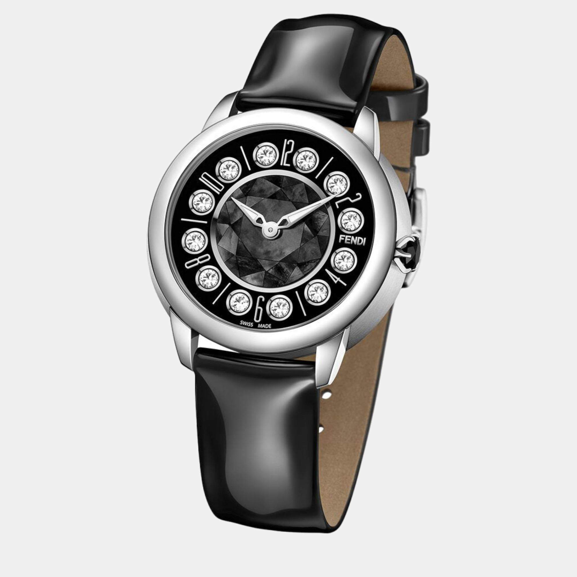 Fendi Black Calfskin leather watch