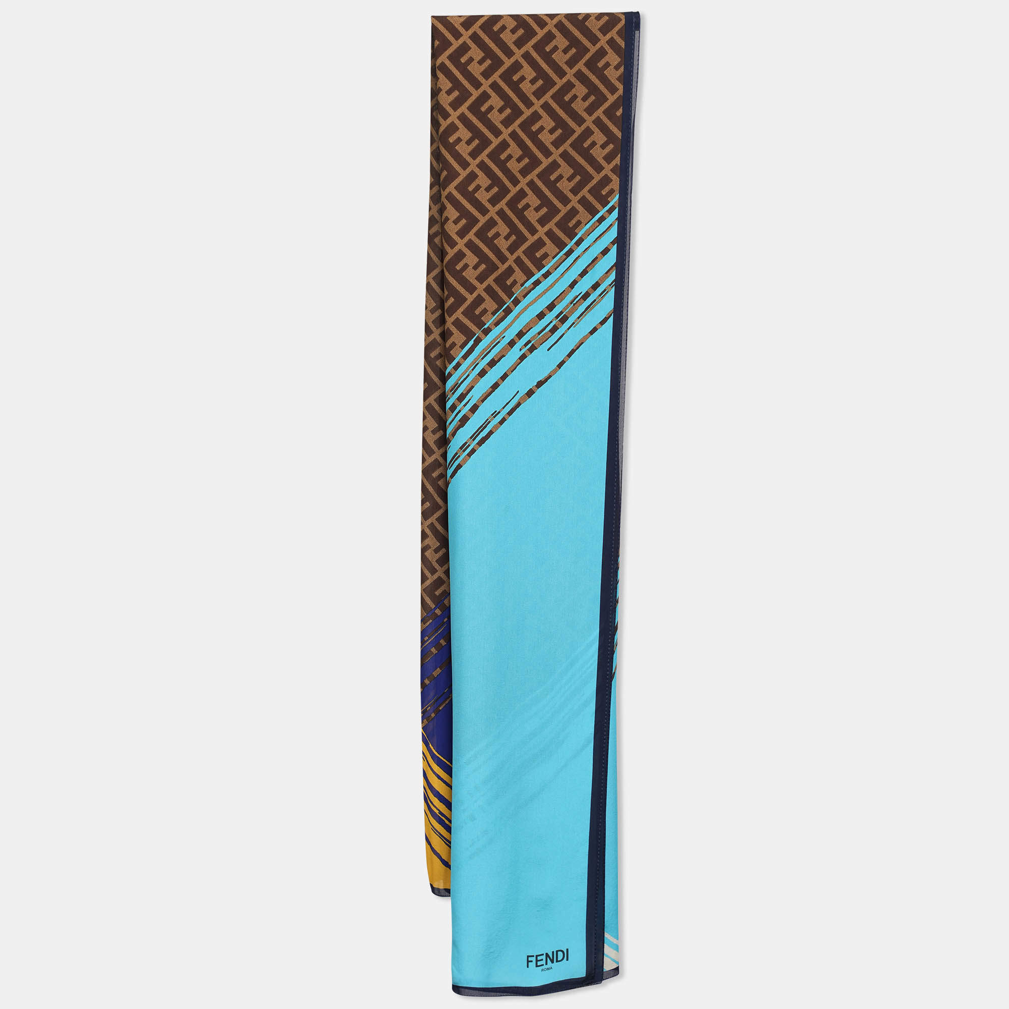 Fendi Brown/Multicolor FF Print Silk Stole