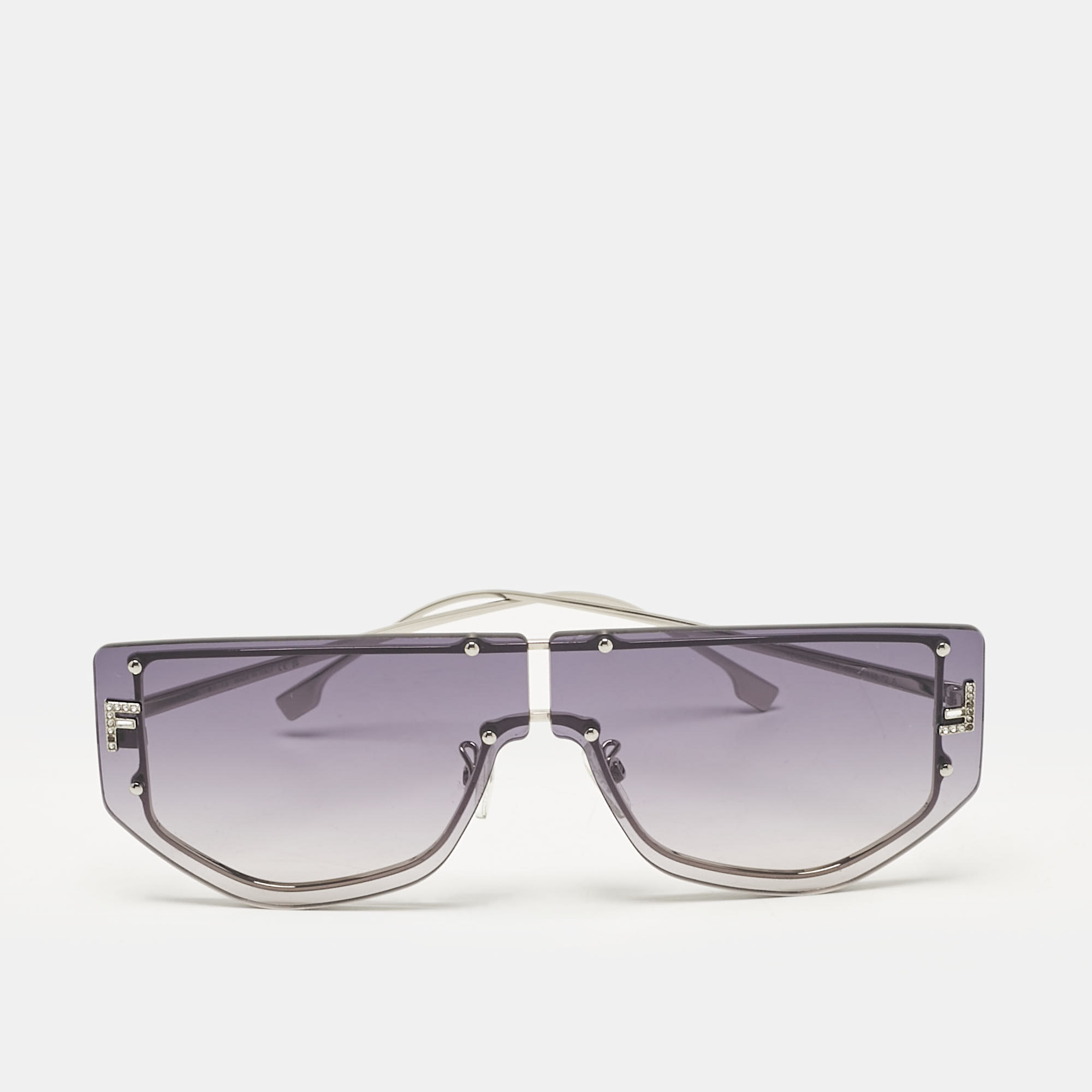 Fendi Grey Gradient FF40096U Fendi First Crystals Shield Sunglasses