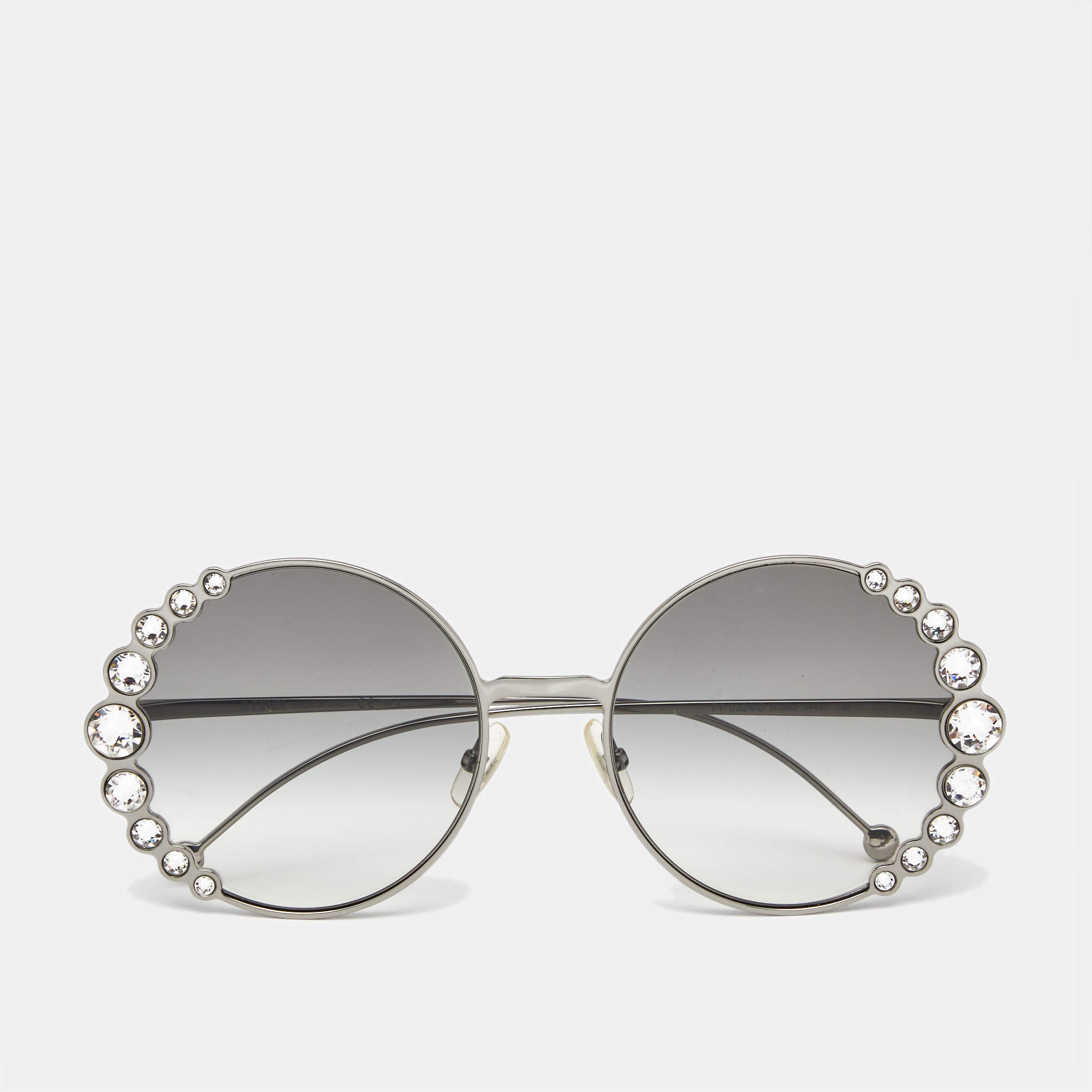 Pre Owned Fendi Grey Gradient Crystals FF0259S Round Sunglasses