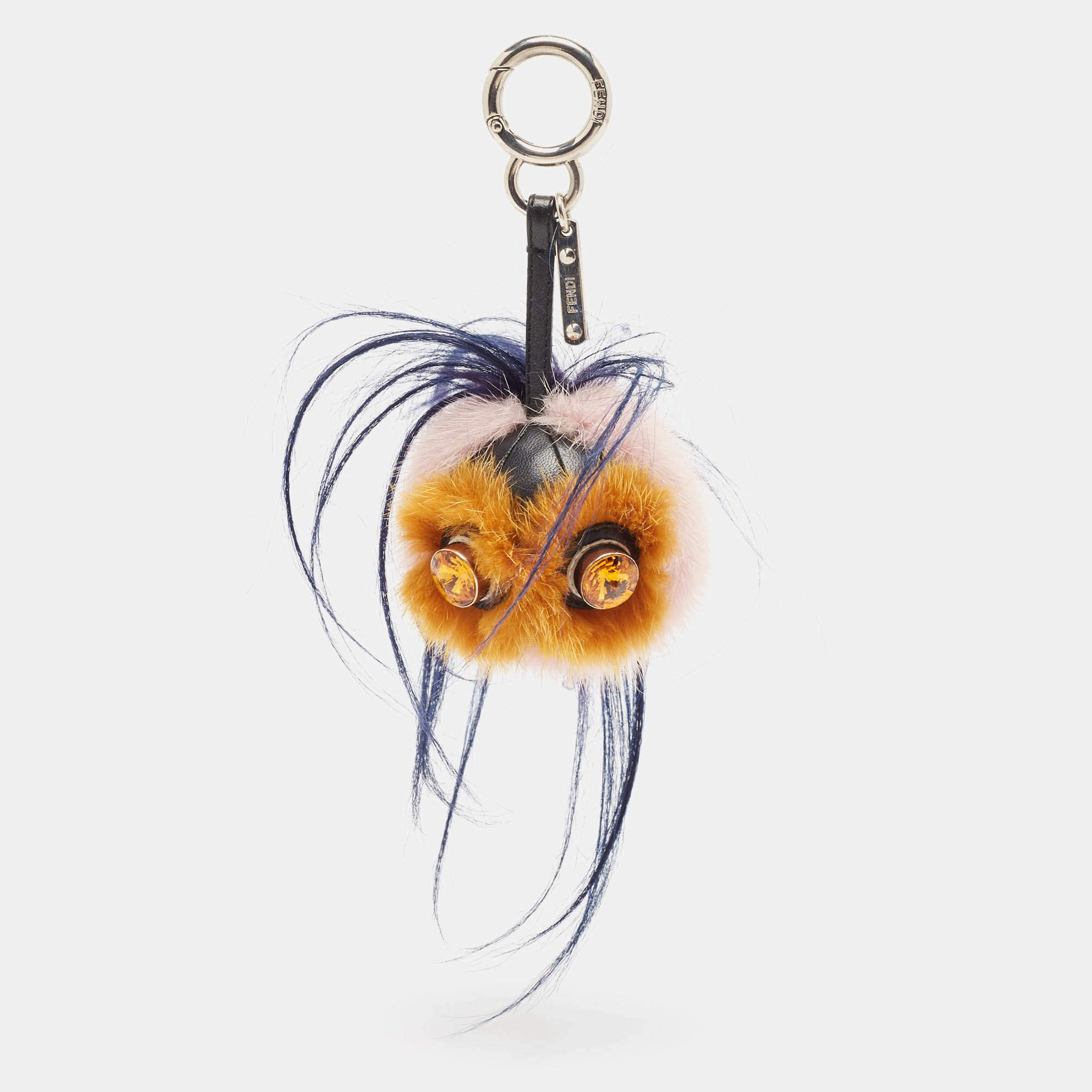 Fendi Multicolor Mink & Fox Fur QuTweet Birgami Bug Bag Charm