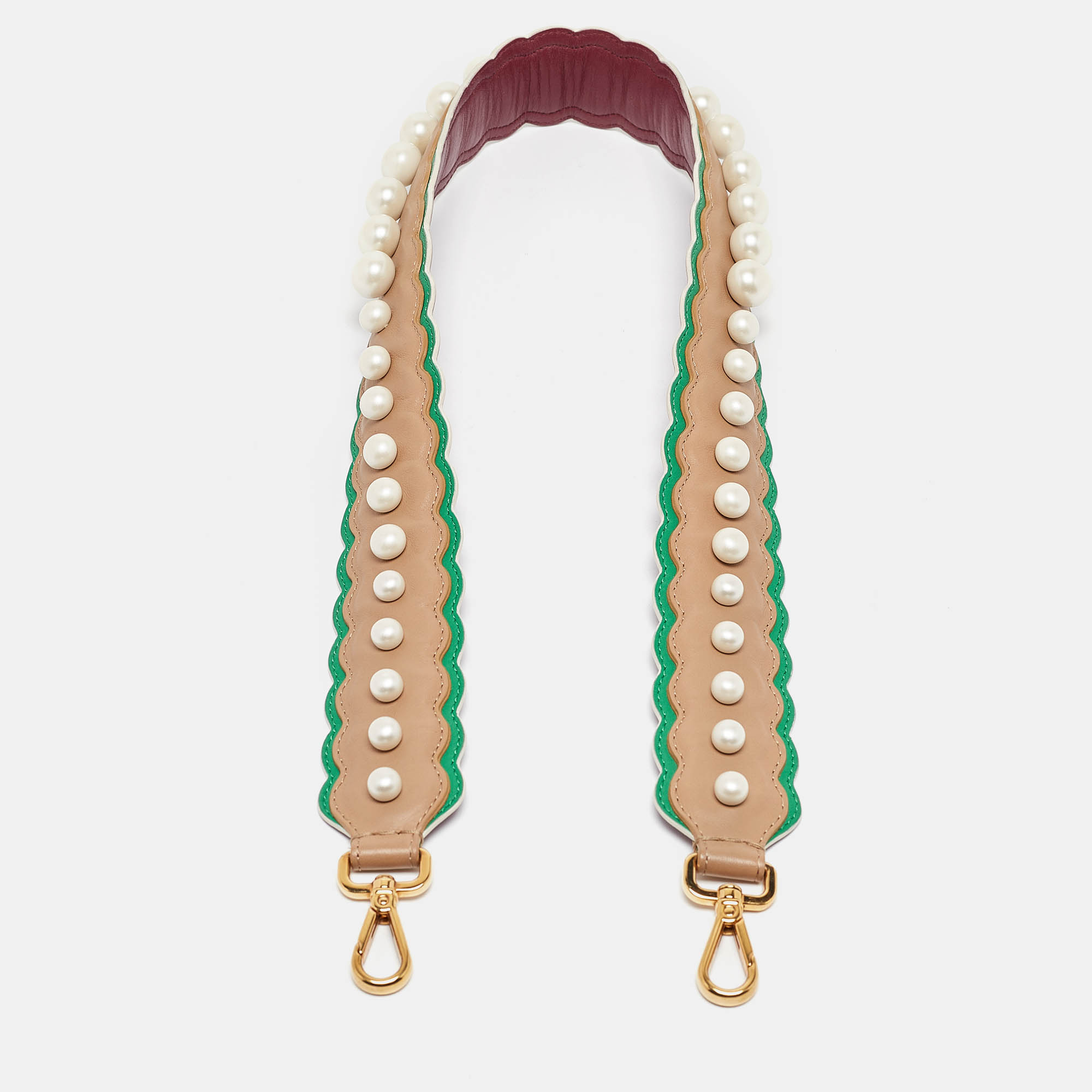 Fendi Multicolor Leather Pearl Embellished Shoulder Bag Strap